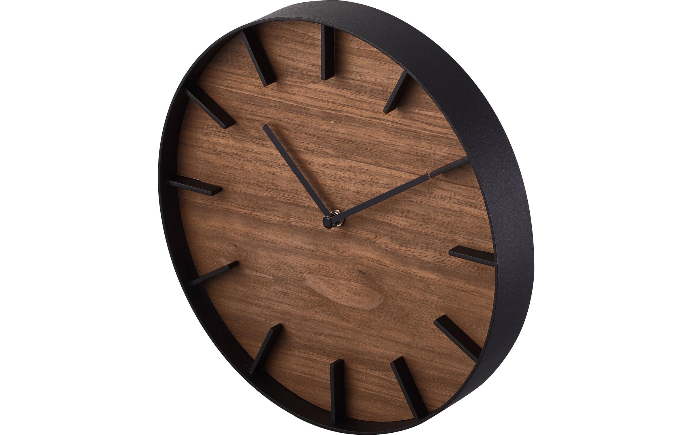 Yamazaki Wanduhr »Wanduhr RIN schwarz«, Holzart: Esche (China)