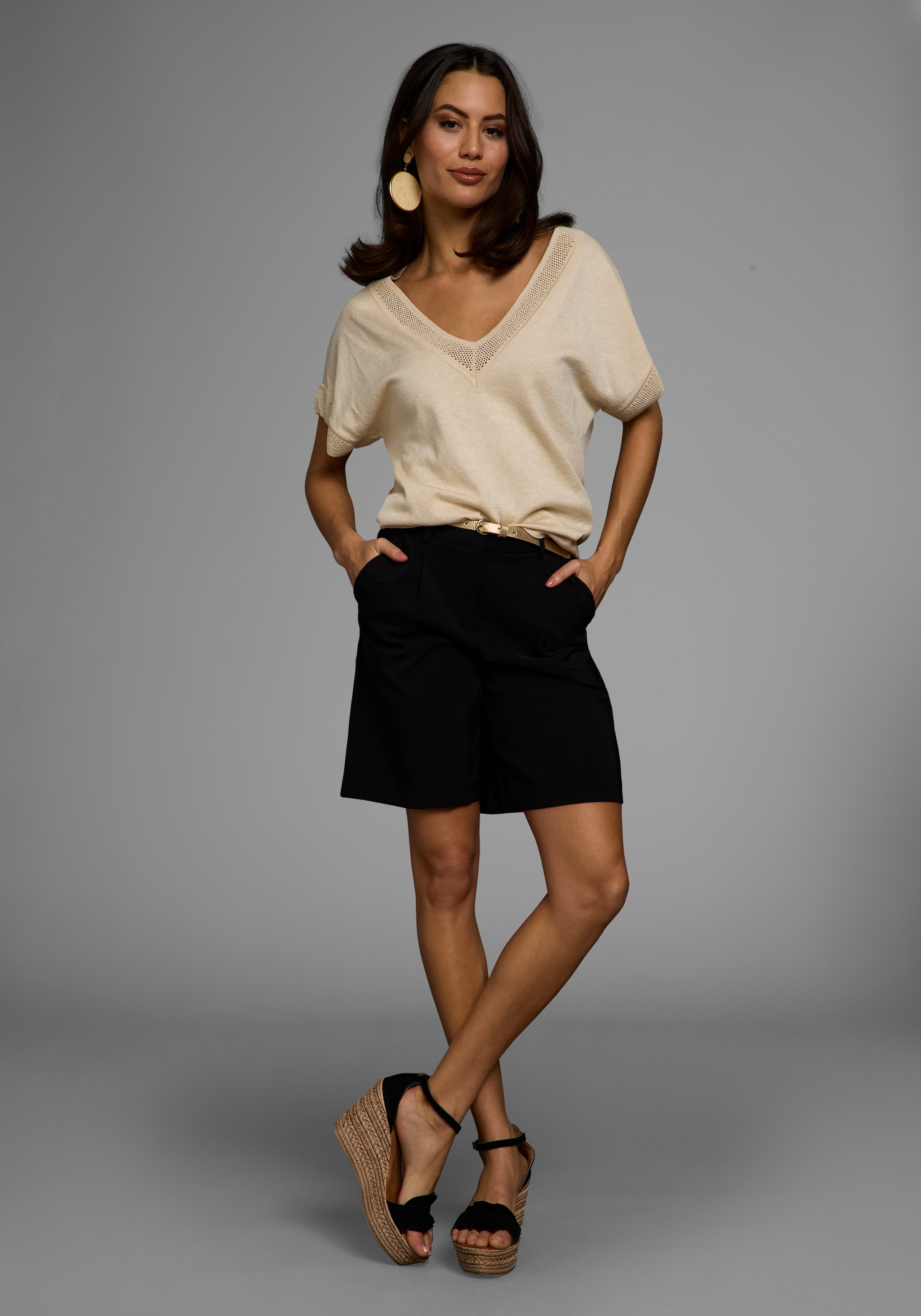 Laura Scott Kurzarmpullover, mit sommerlichem Ajourmuster - NEUE KOLLEKTION