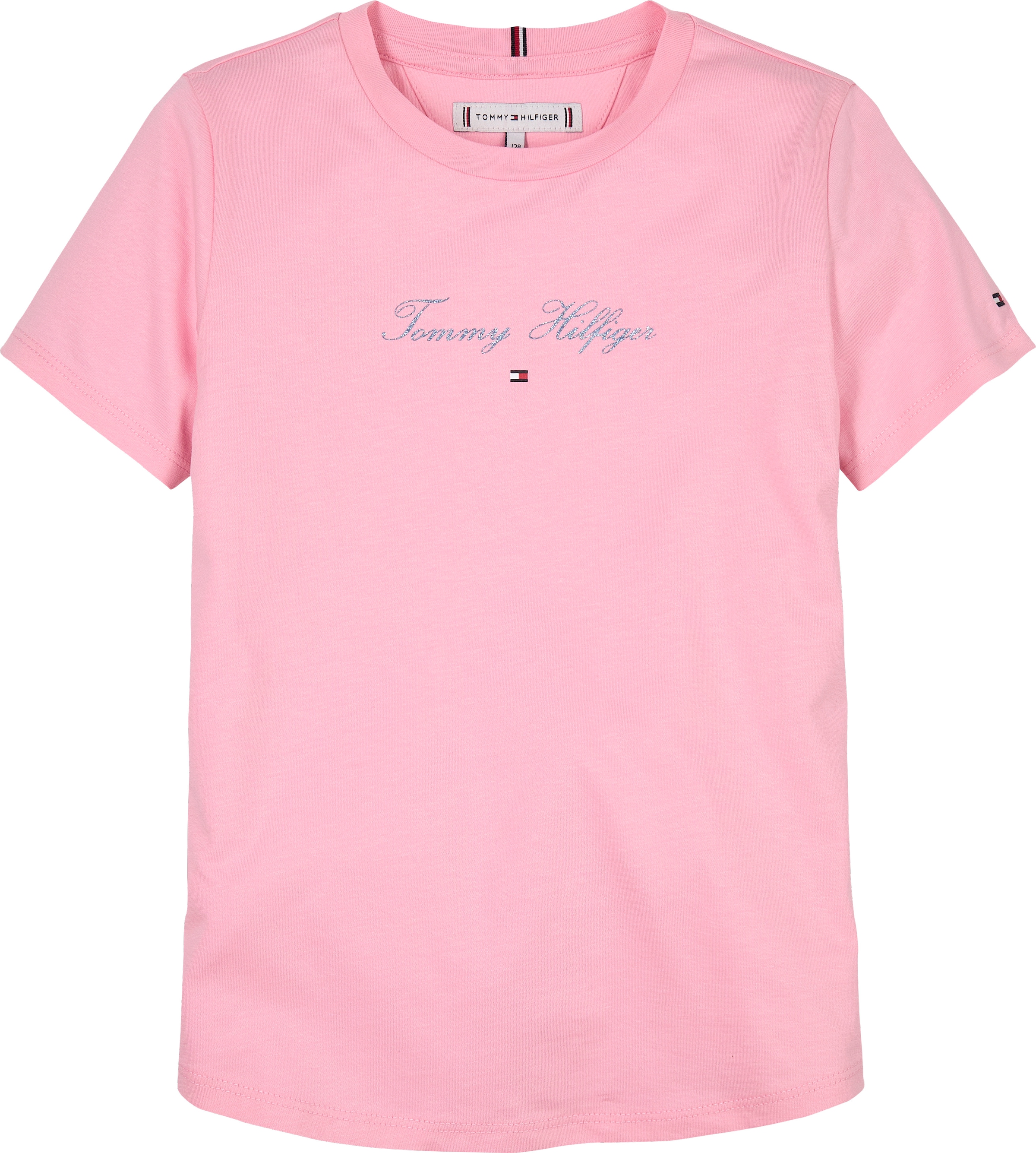 Tommy Hilfiger T-Shirt »TOMMY SCRIPT SLIM TEE SS«, mit glitzerndem Schriftzug