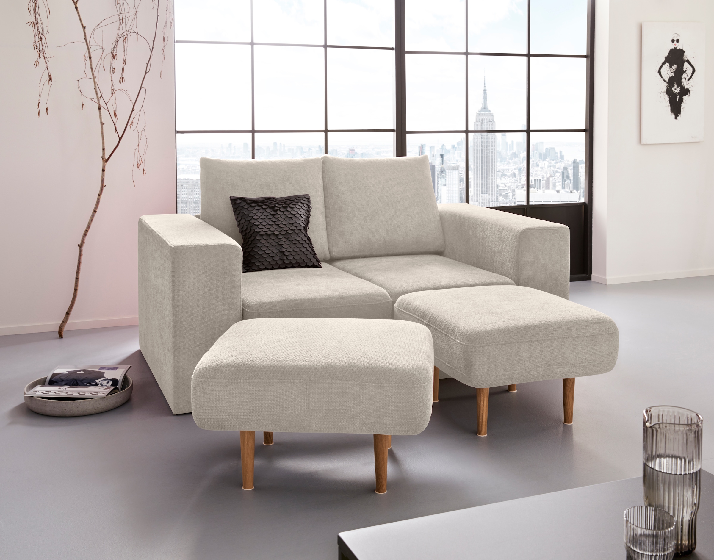 LOOKS by Wolfgang Joop 2-Sitzer »Looksv«, Verwandlungssofa: aus Sofa wird Sofa mit 2 Hockern