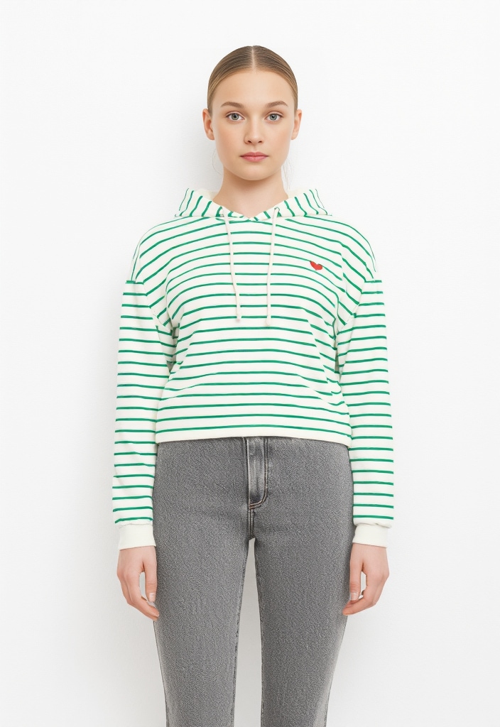 pieces Kapuzensweatshirt »PCCHILLI LS HOODIE STRIPES EMB NOOS BC«, Baumwollmischung, regular fit