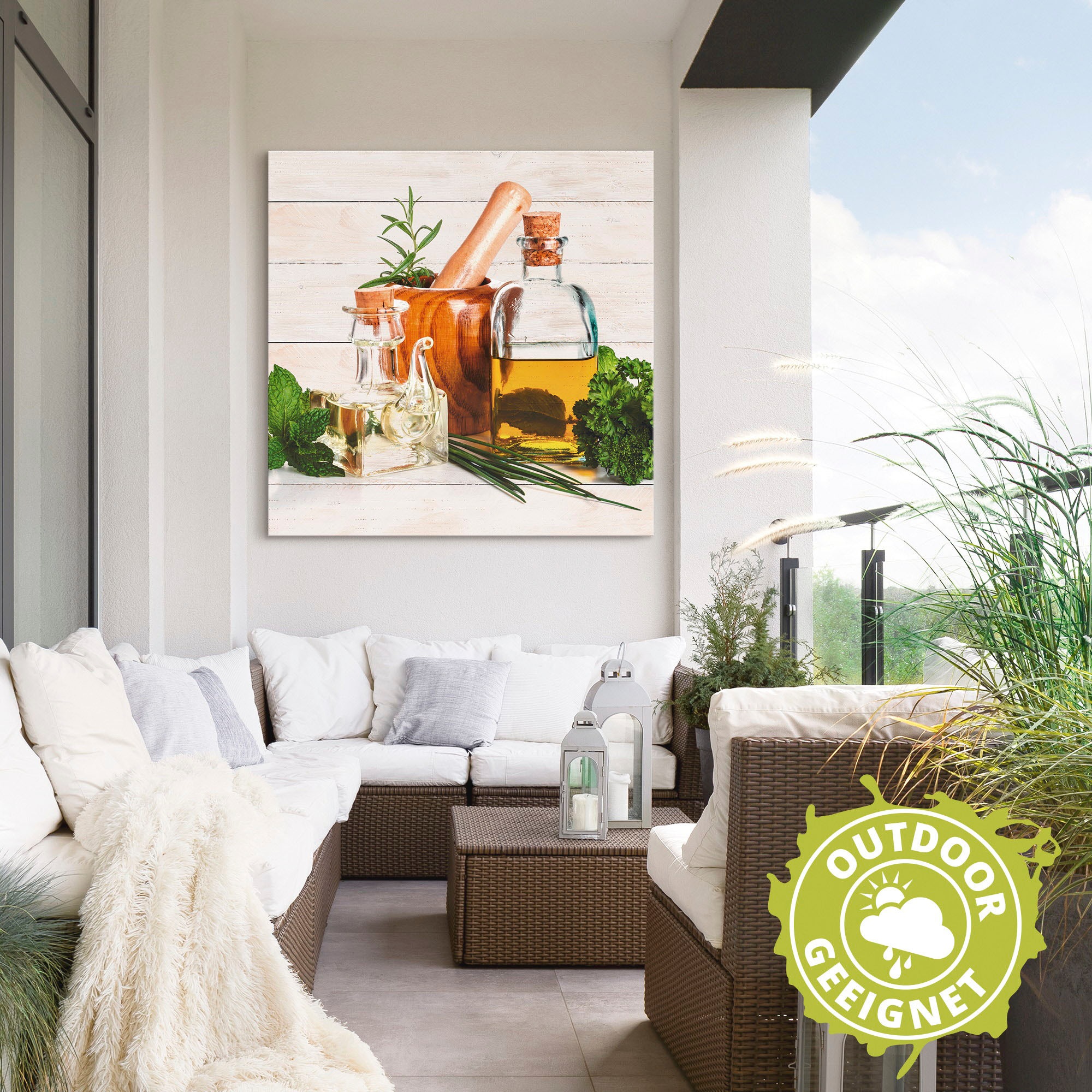 Artland Wandbild »Olivenöl und Kräuter - Küche«, Arrangements, (1 St.), als Alubild, Outdoorbild, Leinwandbild, Poster, Wandaufkleber