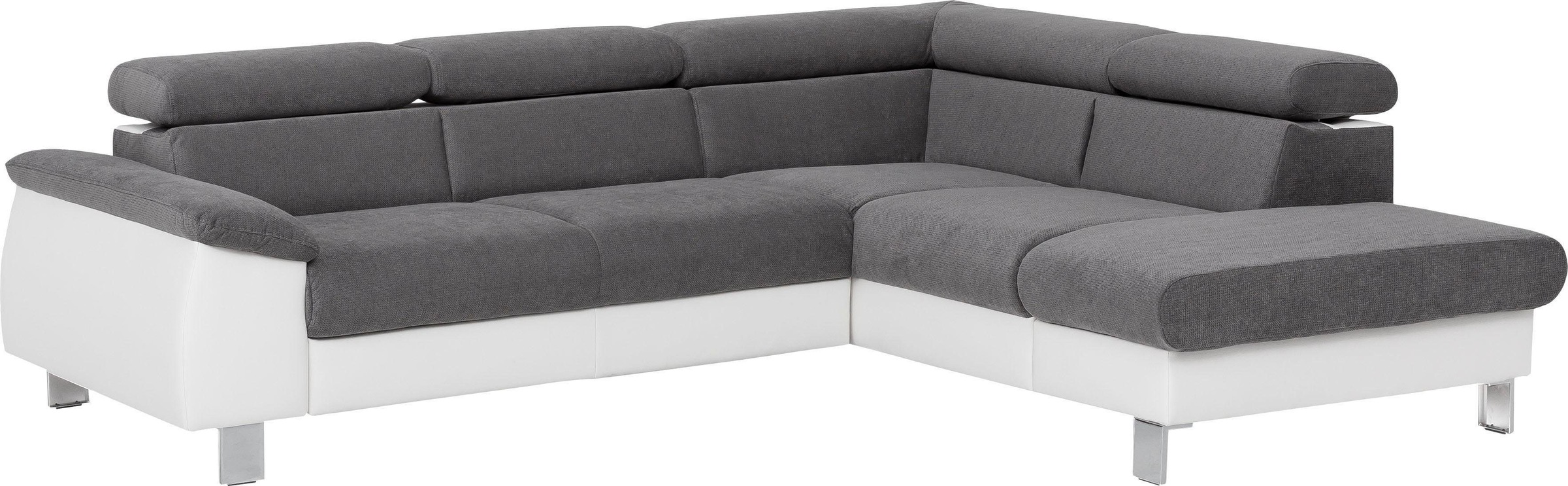 COTTA Ecksofa »Komaris L-Form mit Kopfteilverstellung«, wahlweise mit Bettfunktion, Bettkasten & Beleuchtung