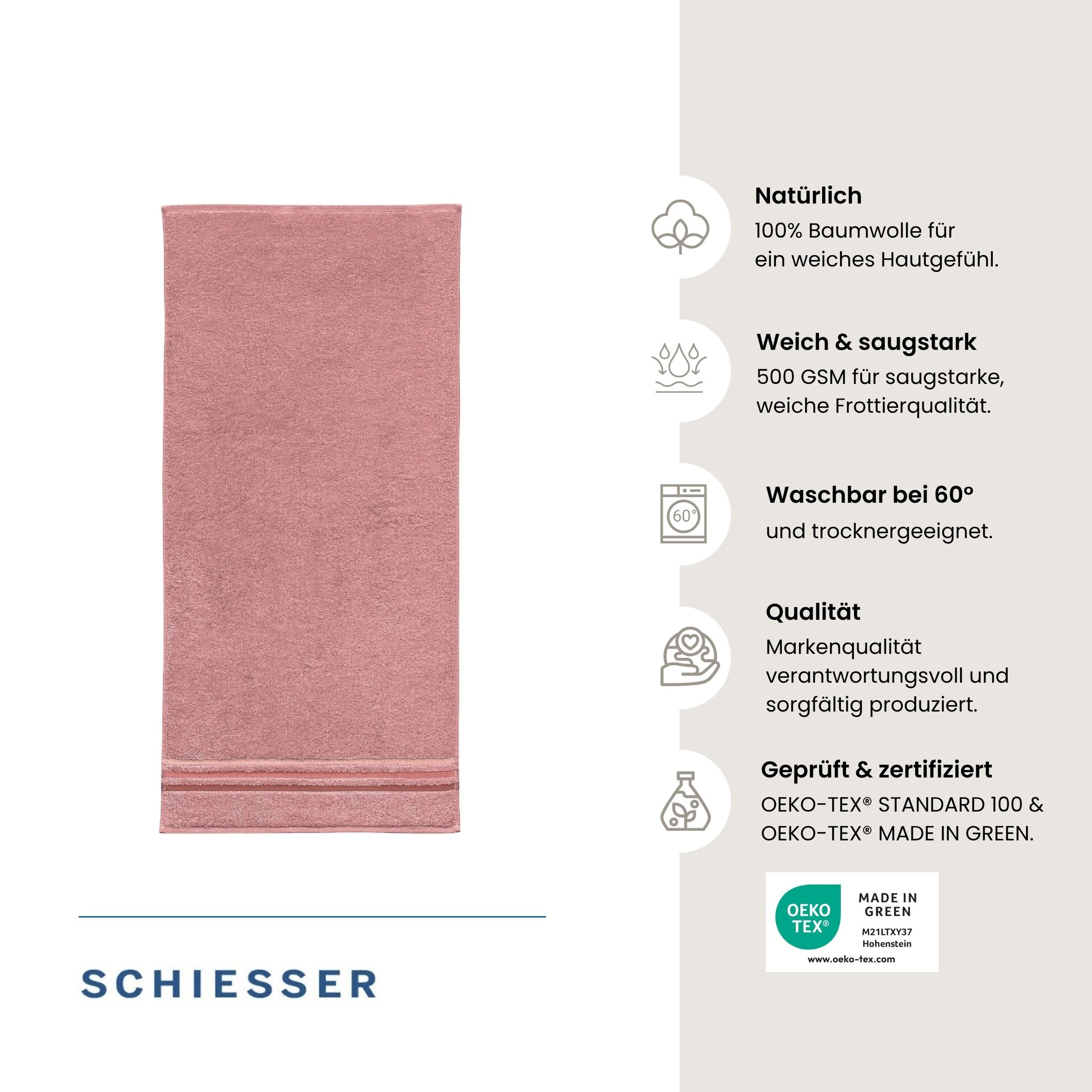 Schiesser Duschtücher "Skyline Color aus 100 % Baumwolle mit eleganter Streifenbordüre" OEKO-TEX MADE IN GREEN
