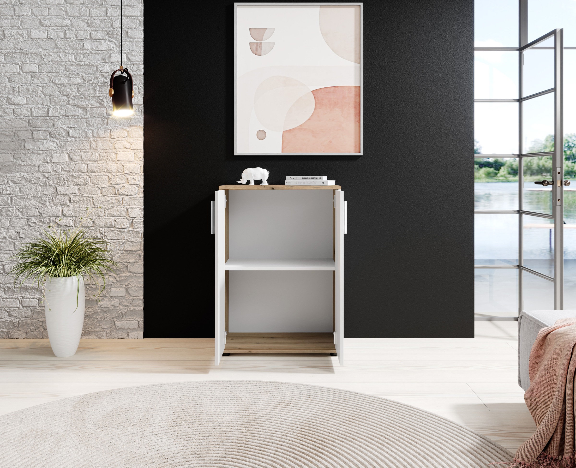HBZ Kommode »BC-Drift-2, Mehrzweckschrank Stellmass BxHxT 60x84x35 cm«, (1 St.), Schrank mit 2 Türen und 1 Einlegeboden