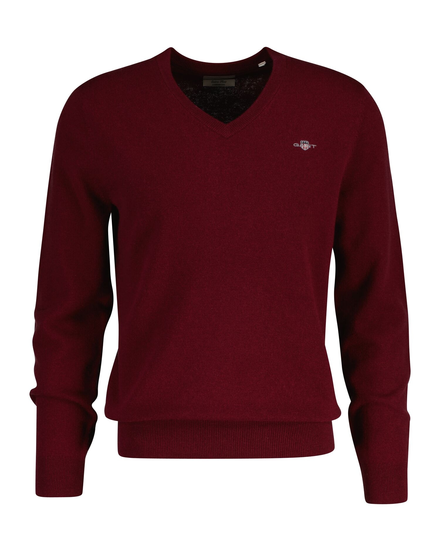Gant V-Ausschnitt-Pullover »EXTRAFINE LAMBSWOOL V-NECK« mit Logostickerei