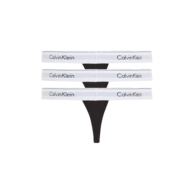 ❤ Calvin Klein T-String »THONG 3PK«, (Packung, 3 St., 3er-Pack), mit Logo-Elastikbund  bestellen im Jelmoli-Online Shop