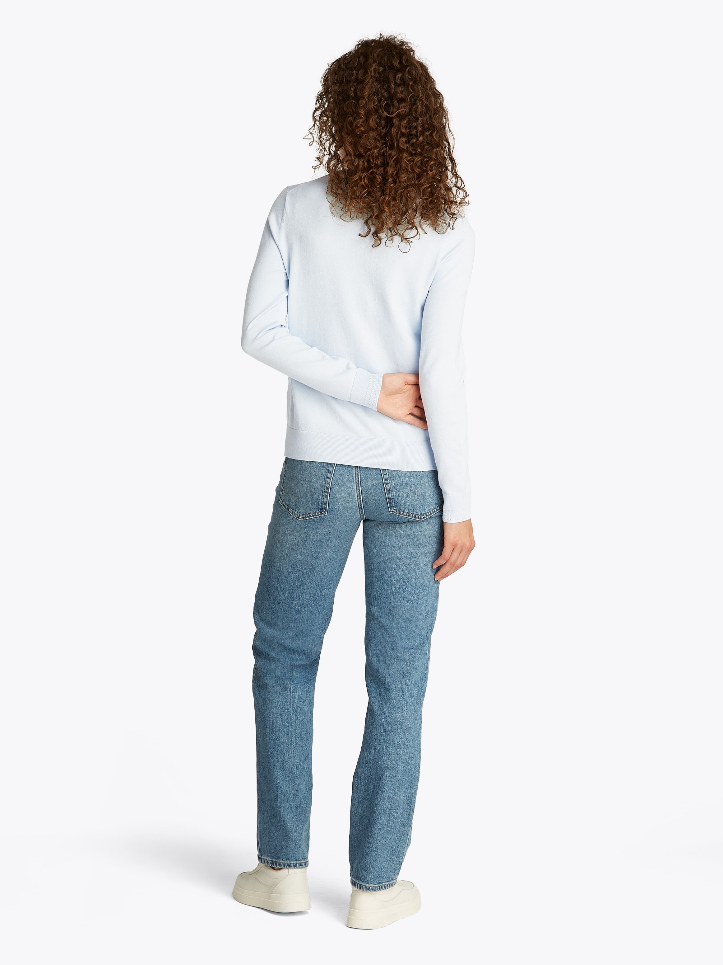 Tommy Hilfiger Rundhalspullover »CO JERSEY STITCH LS C-NK SWT«, mit Logostickerei