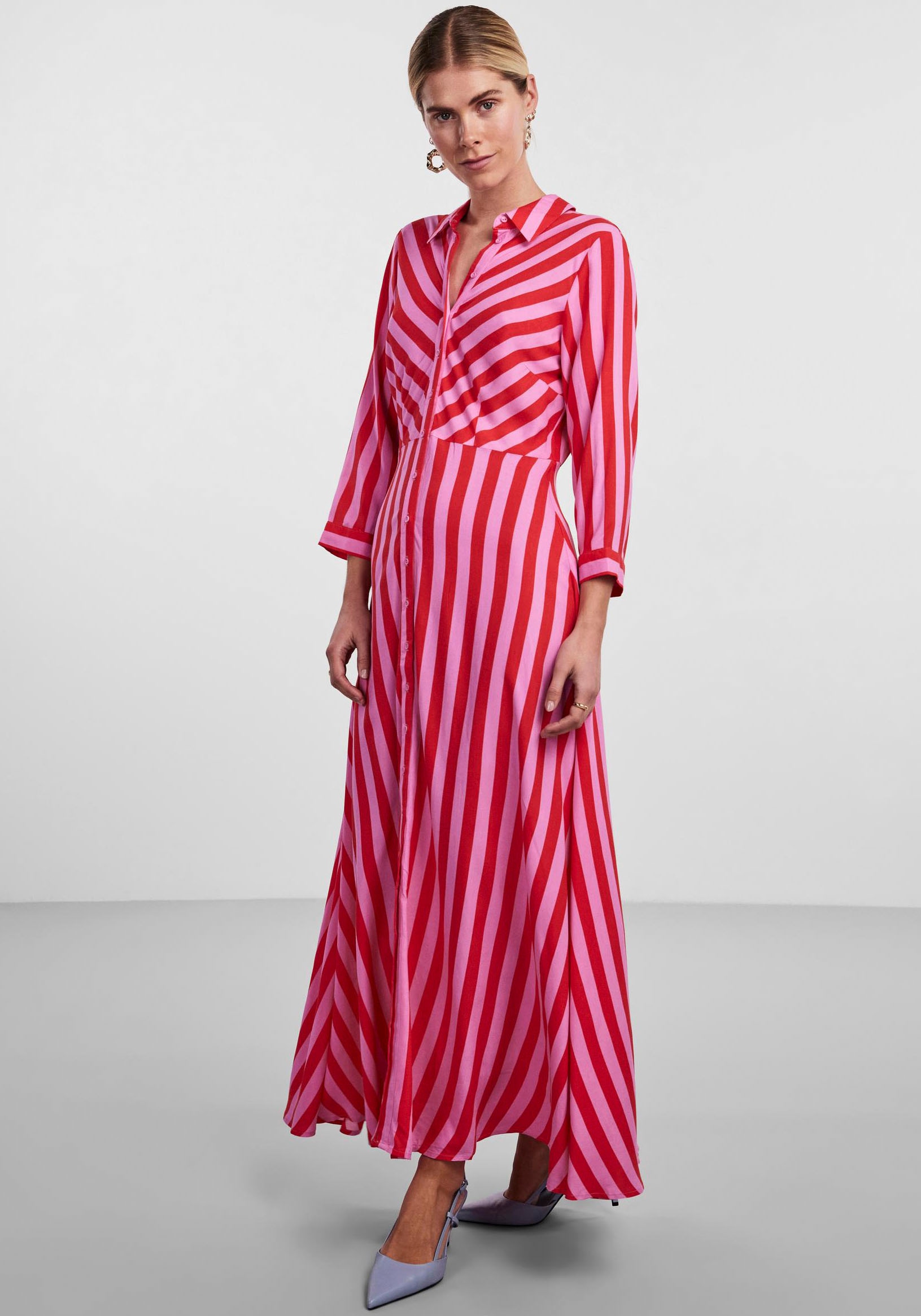 Y.A.S Hemdblusenkleid »YASSAVANNA LONG SHIRT DRESS« Sommerkleid, mit 3/4 Ärmel