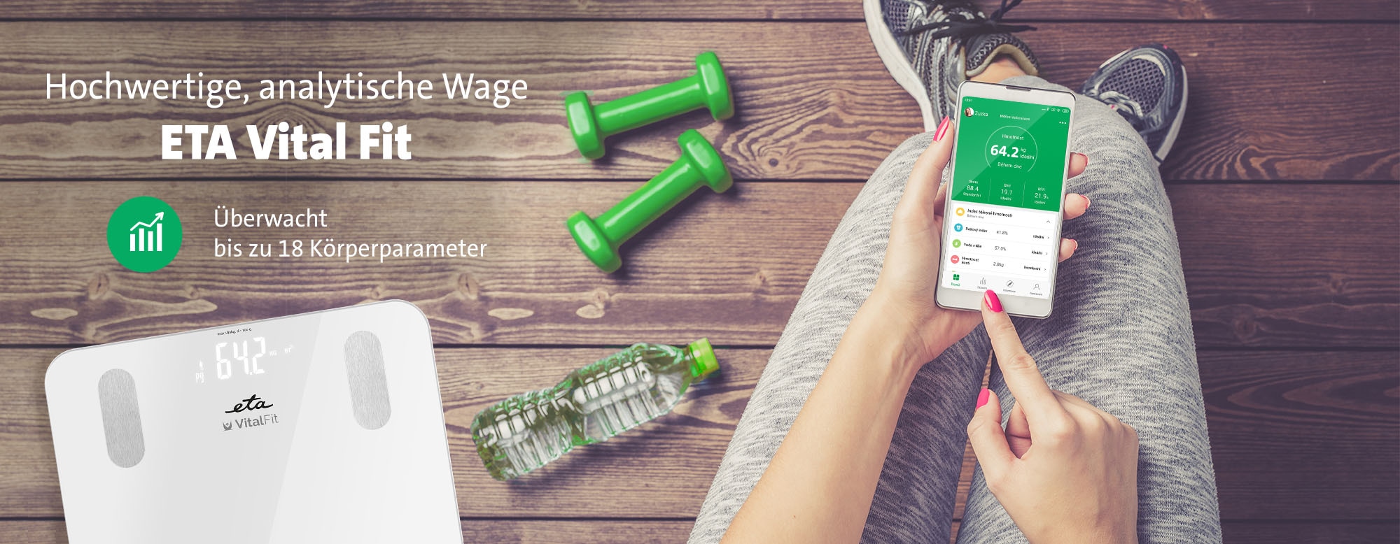 eta Körper-Analyse-Waage »Vital Fit ETA678190000«, per App Auswertung
von 18 Körpermerkmalen