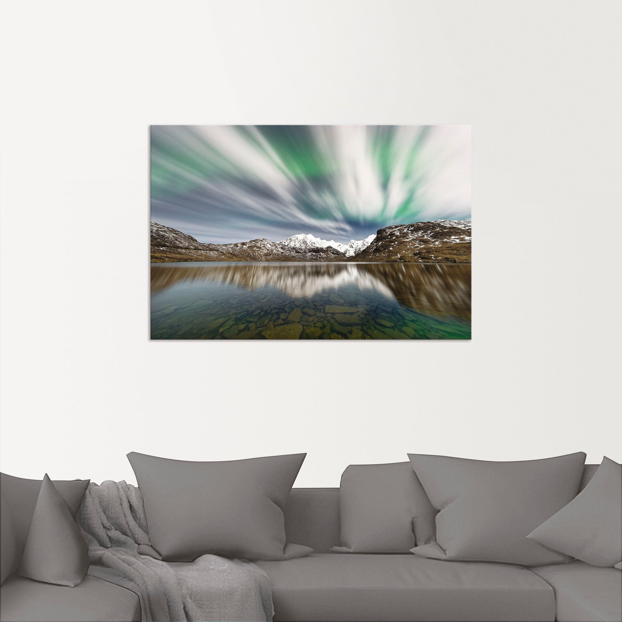 Artland Wandbild »Polarlicht über einer Bergkette«, Berge & Alpenbilder, (1 St.), als Alubild, Leinwandbild, Wandaufkleber oder Poster in versch. Grössen