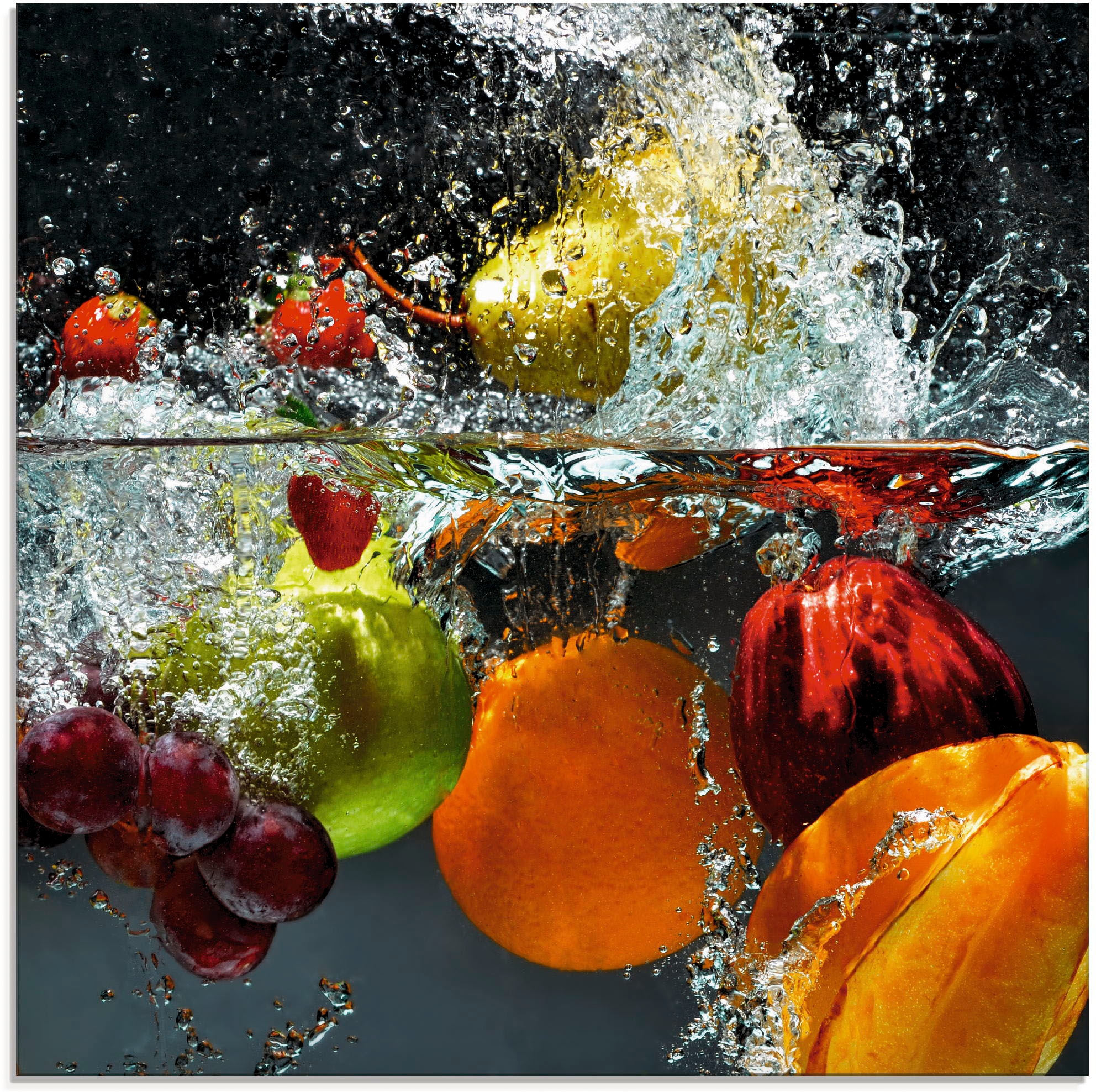 Artland Glasbild »Spritzendes Obst auf dem Wasser«, Lebensmittel, (1 St.), in verschiedenen Grössen