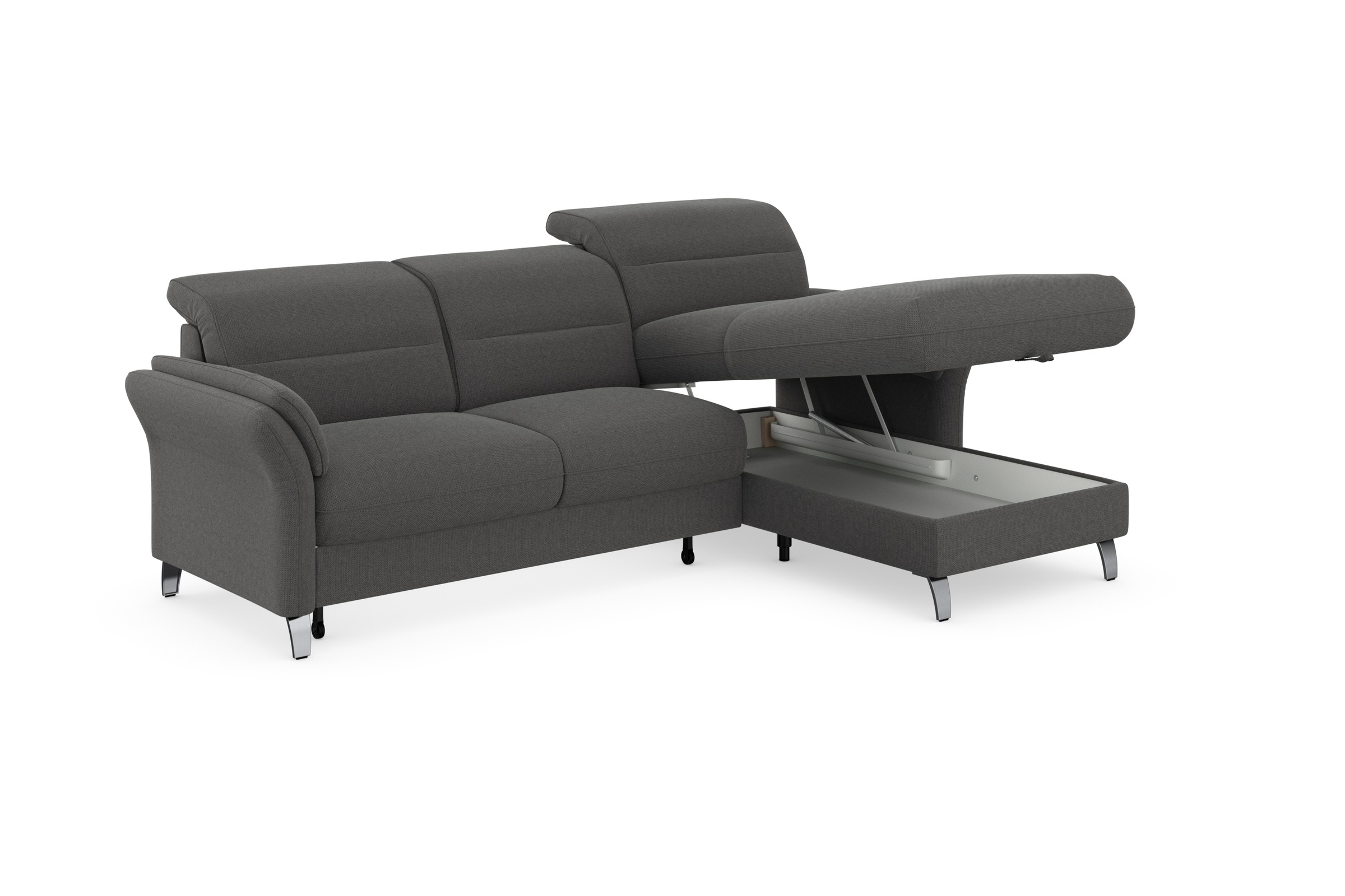 sit&more Ecksofa »Grenoble L-Form mit Federkern«, wahlweise mit Bettfunktion, Bettkasten, Arm- und Kopfteilverstellung