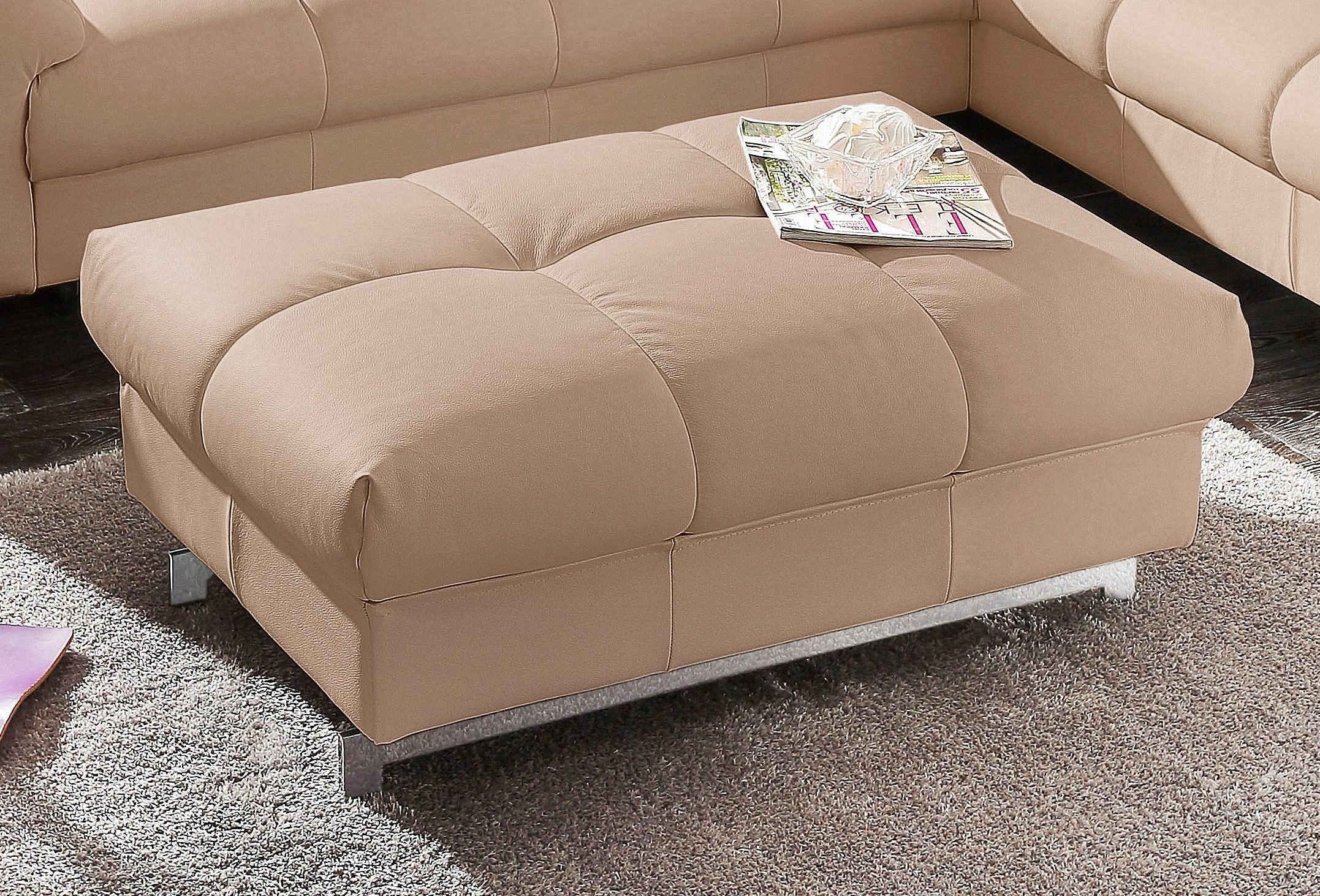 COTTA Polstergarnitur »Chef L-Form«, (Set), Set bestehend aus: Ecksofa mit Kopfteilverstellung & Hocker