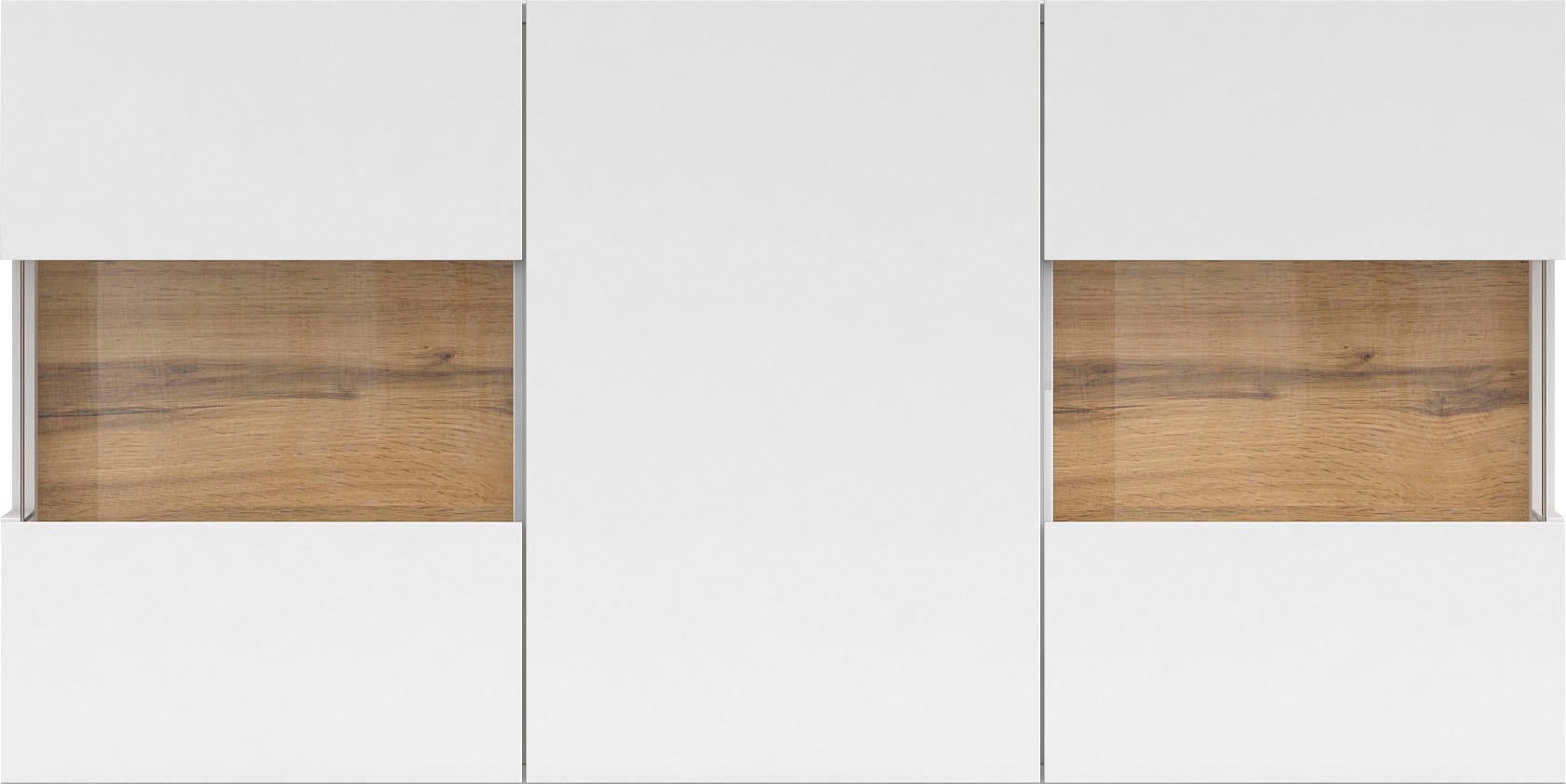 Home affaire Sideboard "Ava, Breite 120 cm, hängend und stehend montierbar" moderne grifflose Kommode, Anrichte, 3Türen, Eckverglasung