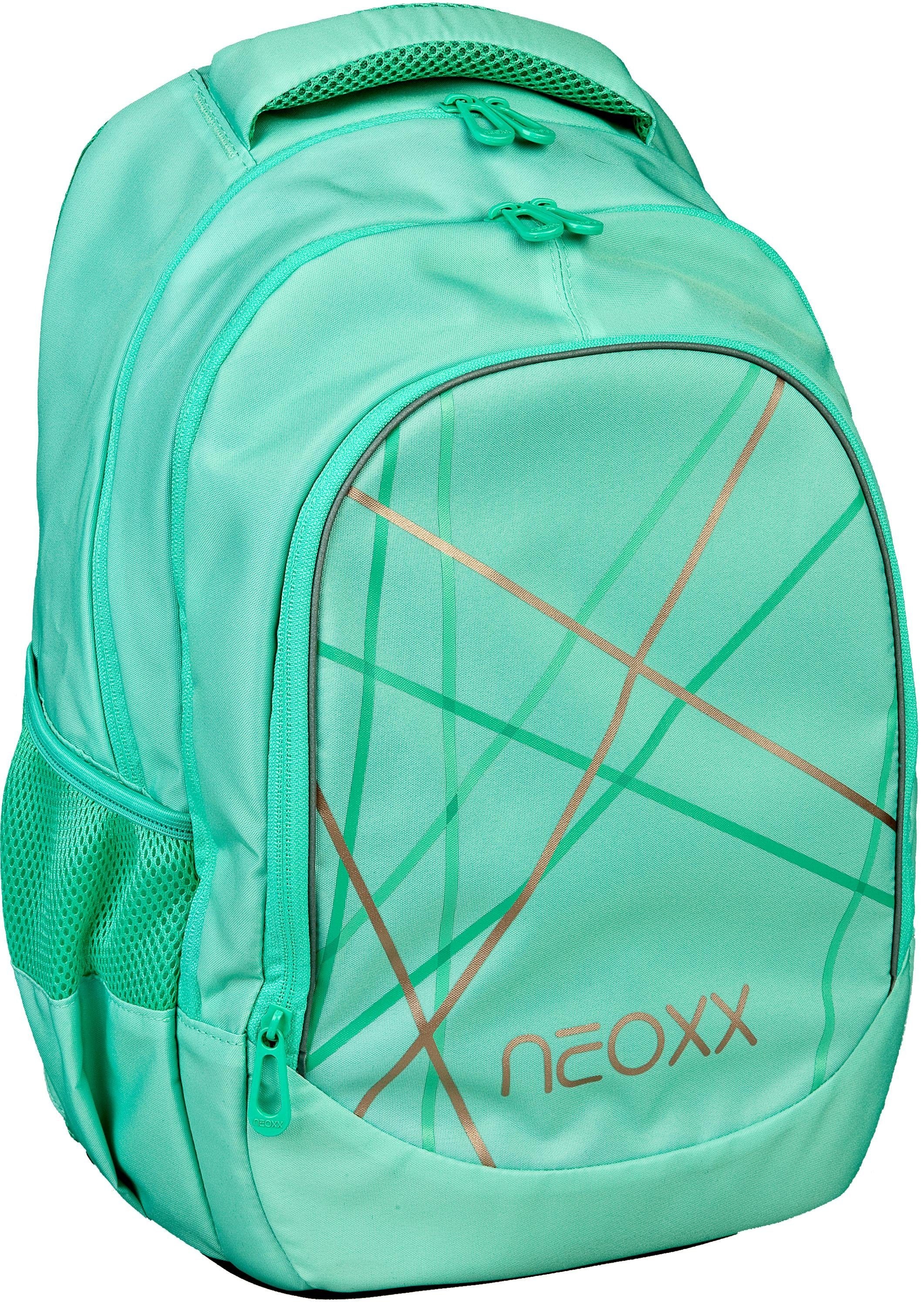 neoxx Schulrucksack »Fly, Mint to be«, Reflektionsnaht, aus recycelten PET-Flaschen