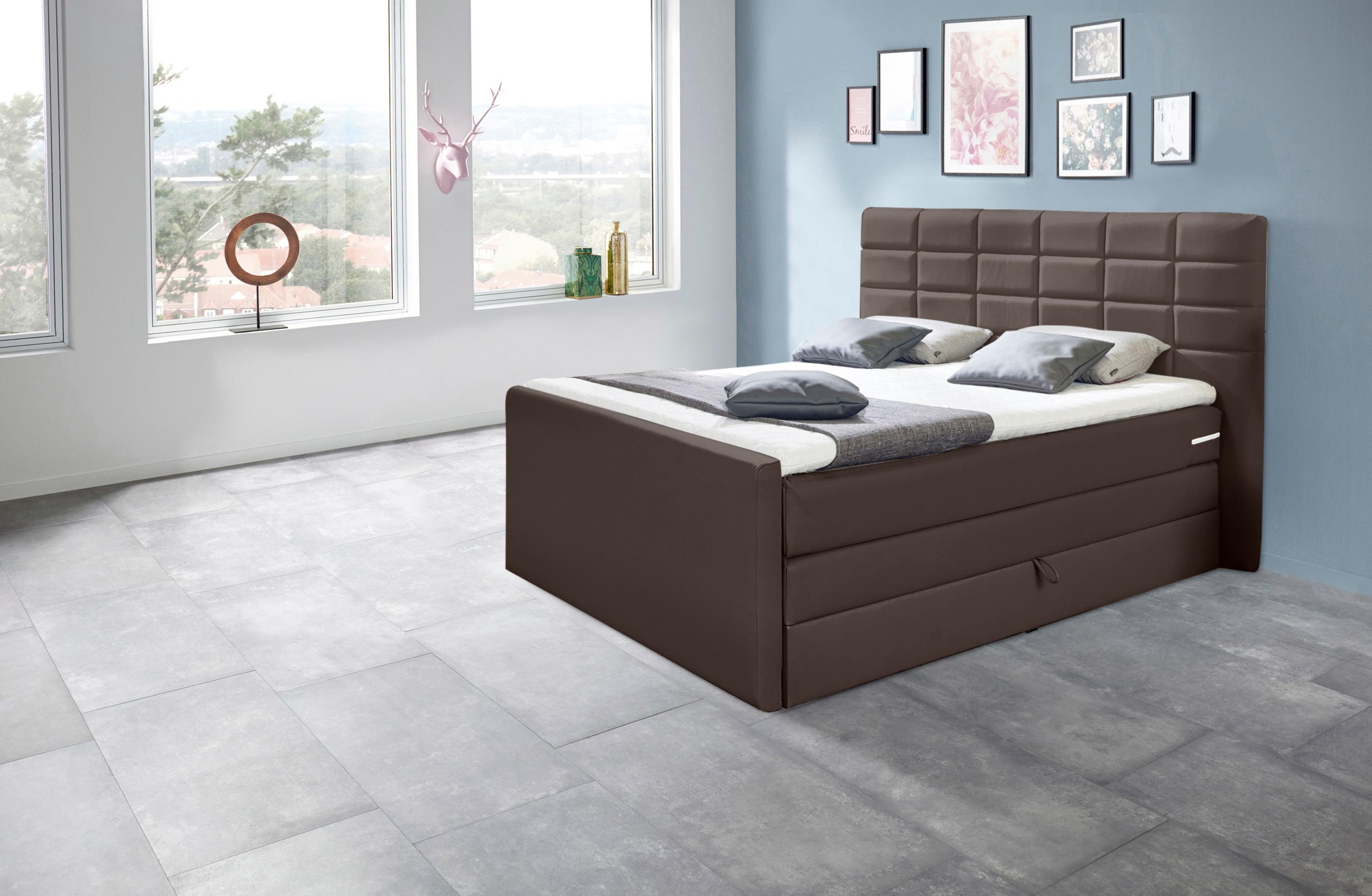 INOSIGN Boxspringbett »Lethbridge«, inkl. Bettkasten und Topper, zwei Matratzenarten in H2