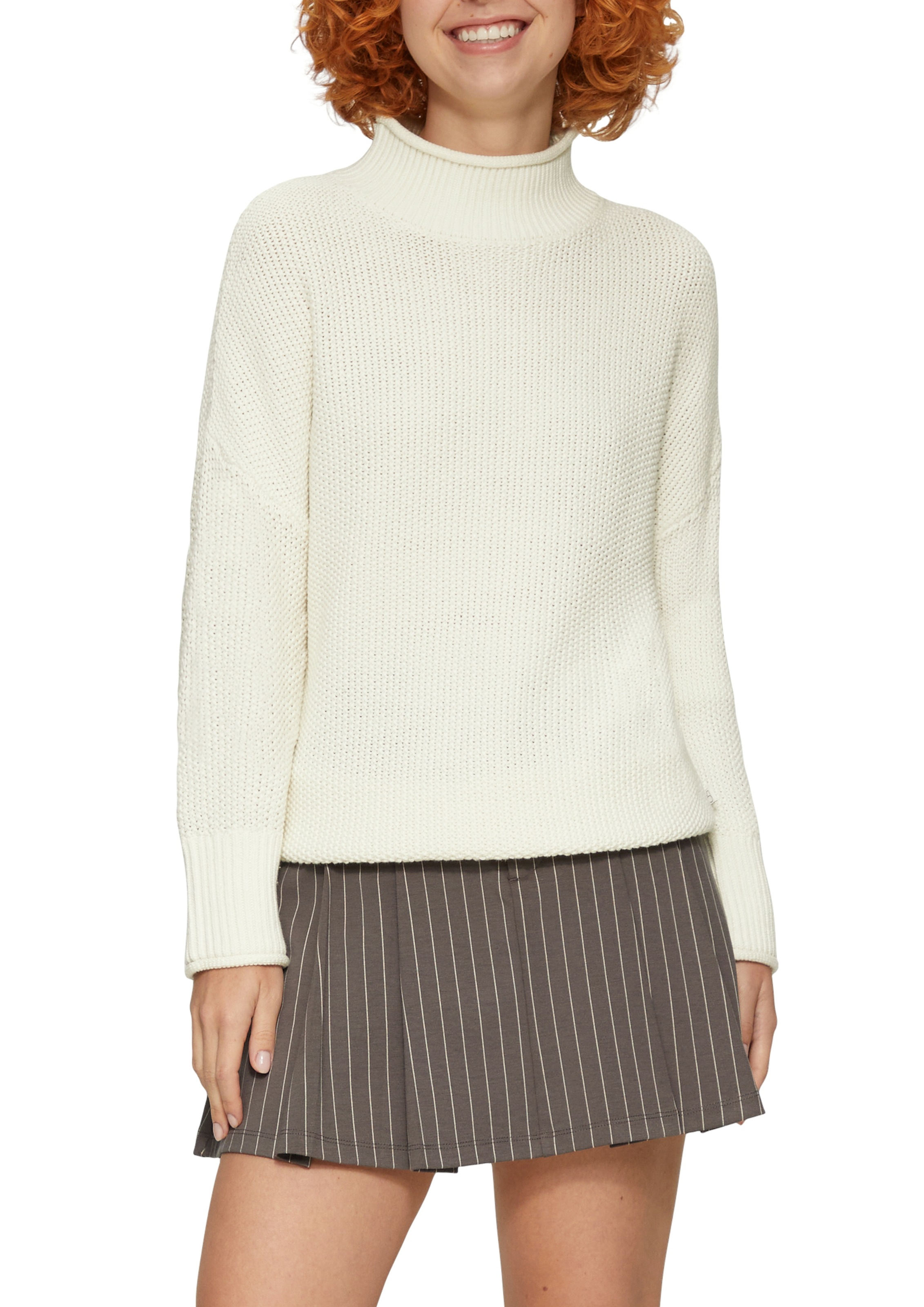 QS Strickpullover mit geripptem Rollkragen