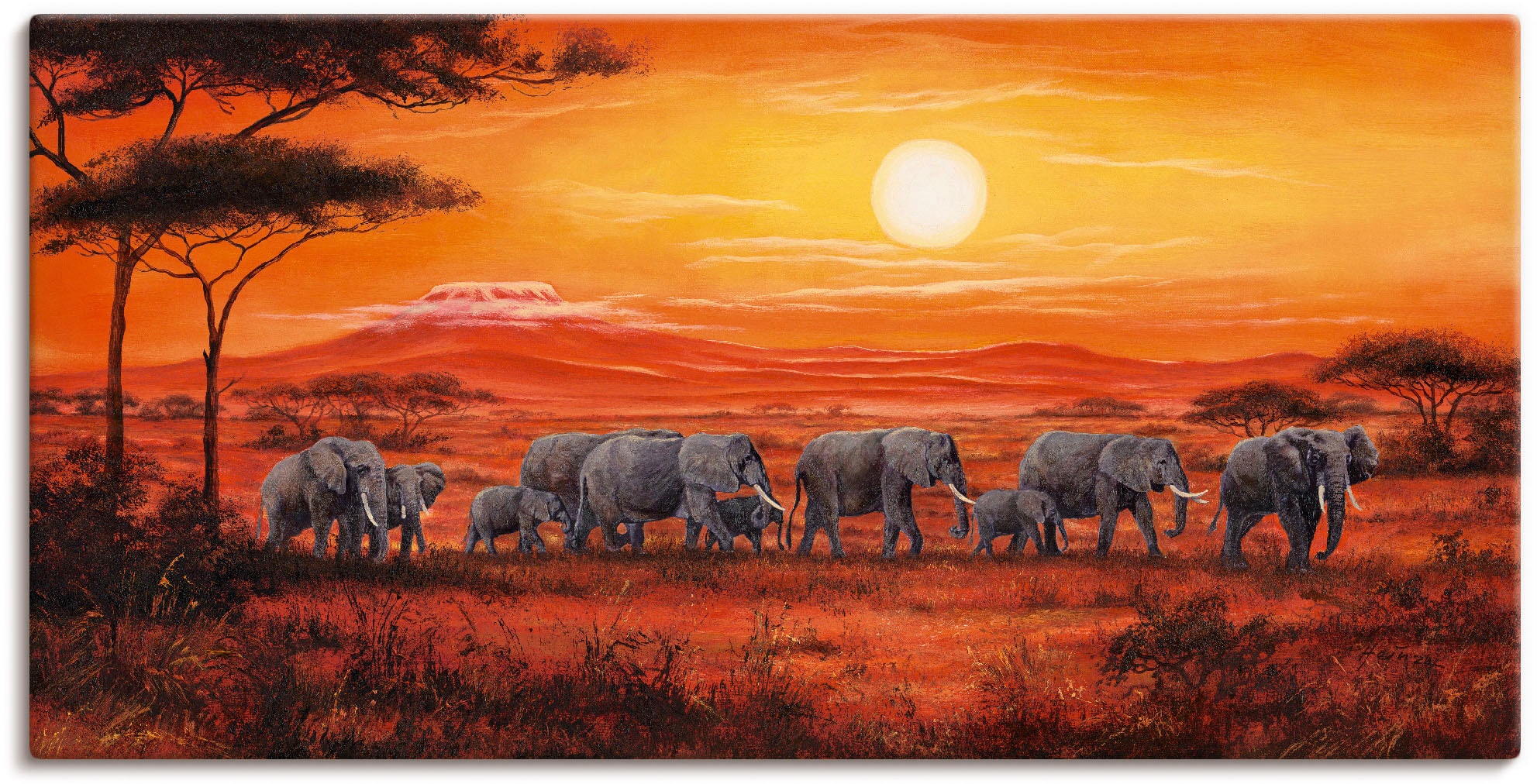 Wandaufkleber Jelmoli-Versand Leinwandbild, in Poster versch. | Artland Grössen online Wandbild Alubild, oder (1 St.), »Elefantenherde«, als Wildtiere, bestellen