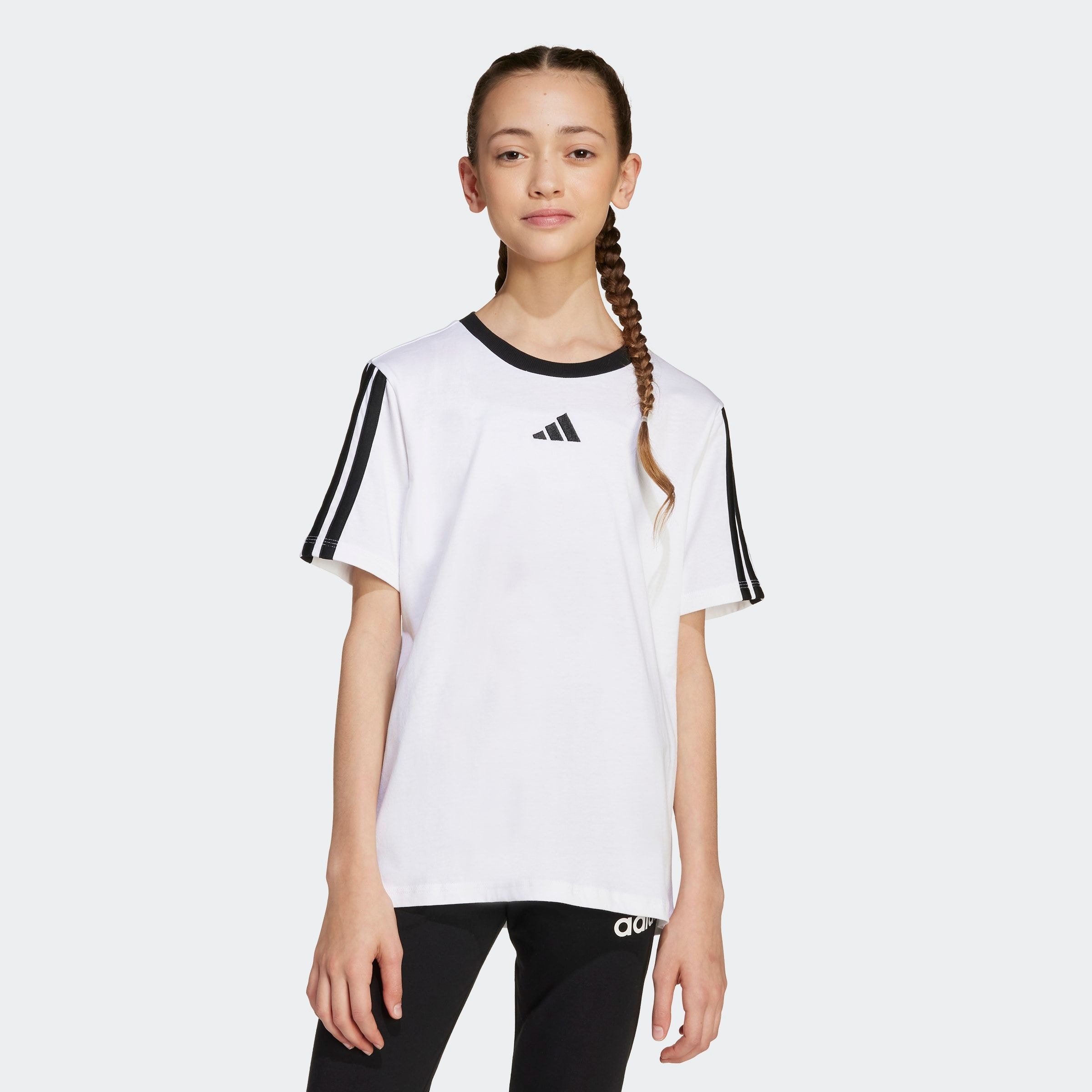 adidas Sportswear T-Shirt »JG 3S BF TEE« klassische Passform, 3-Streifen an den Ärmeln, aus Baumwolle