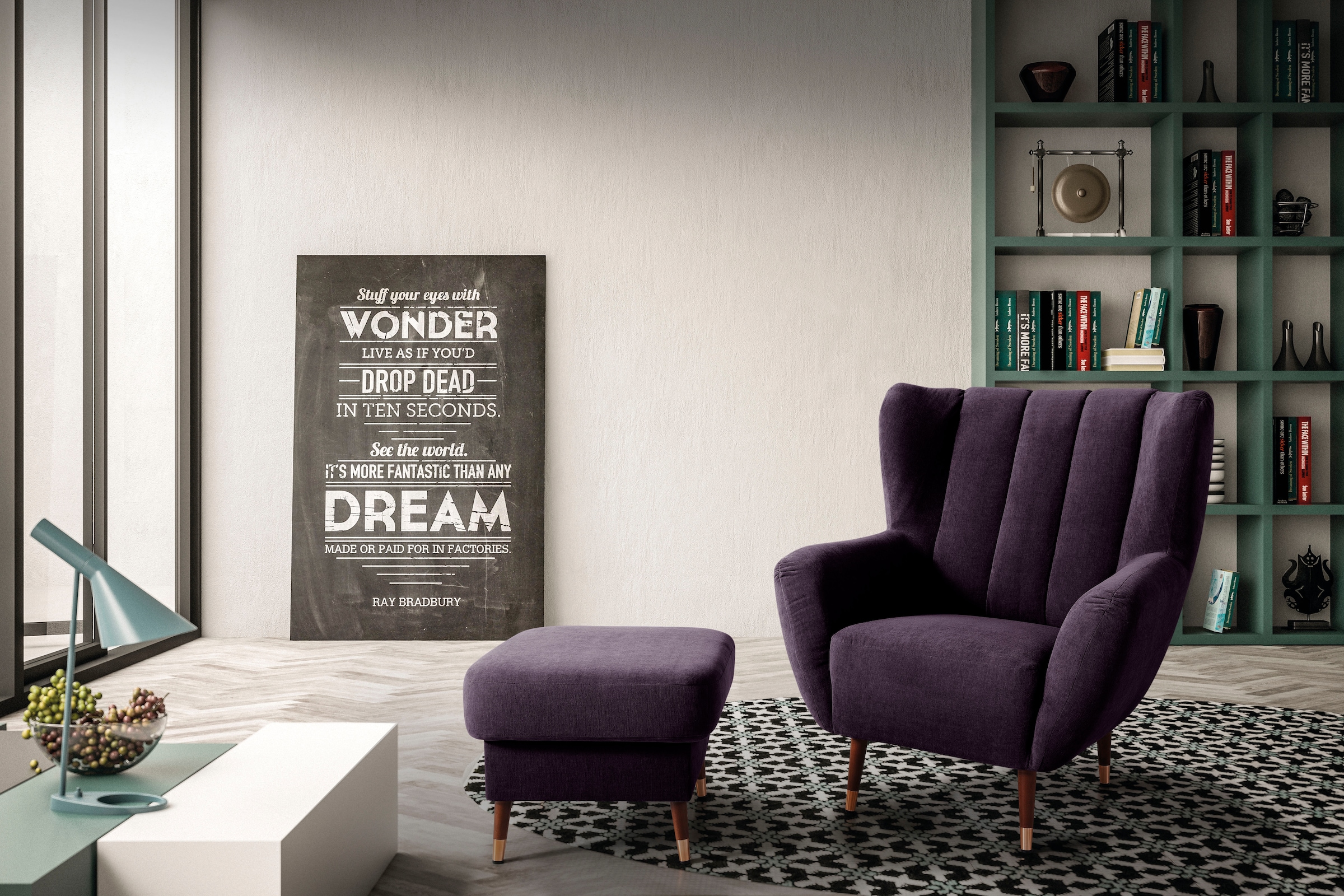 exxpo - sofa fashion Sessel »Polly, Ohrensessel, Loungesessel«, bequem mit hoher Rückenlehne, hohe Füsse, hochwertige Bezüge