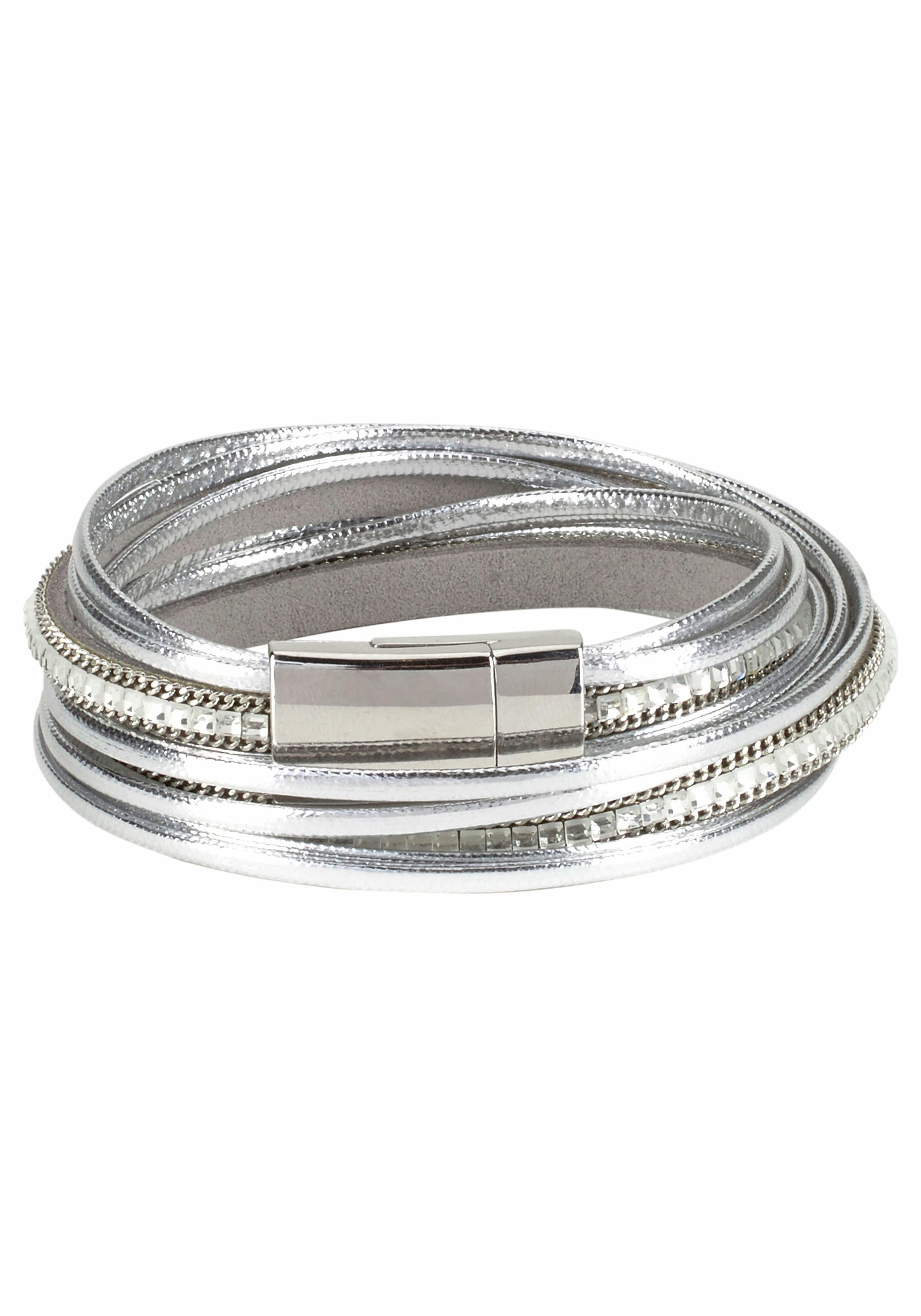 Firetti Wickelarmband »im Metallic Look«, mit Glasstein