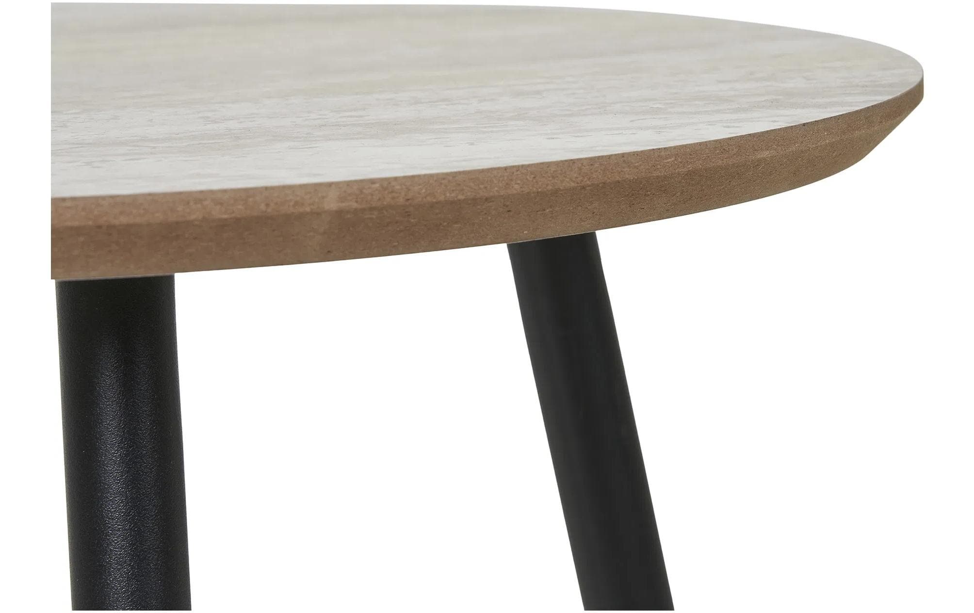 House Nordic - Table d'appoint ronde effet travertin et métal ø55cm - Beige - Aalst