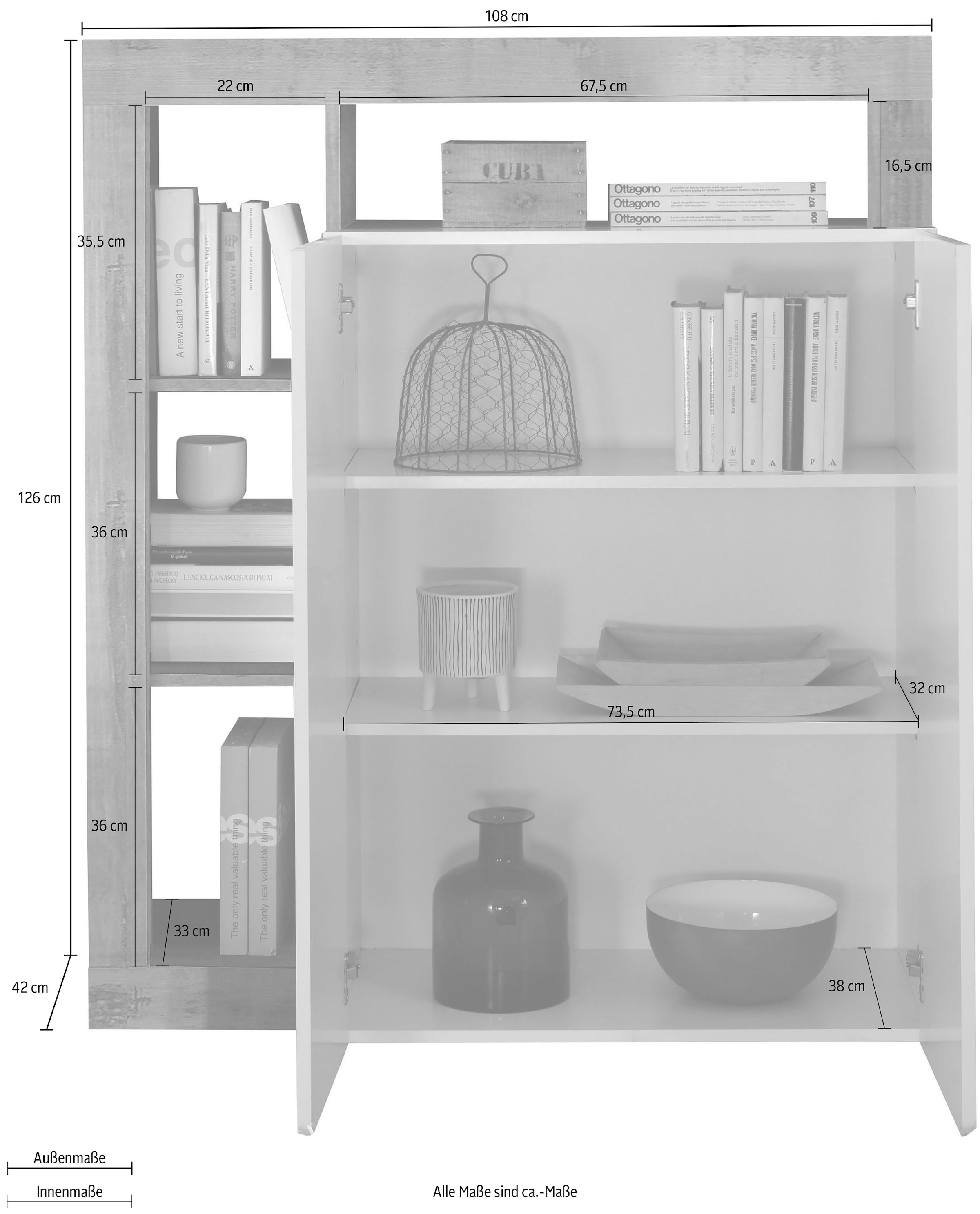 INOSIGN Highboard »Hamburg«, Breite 108 cm