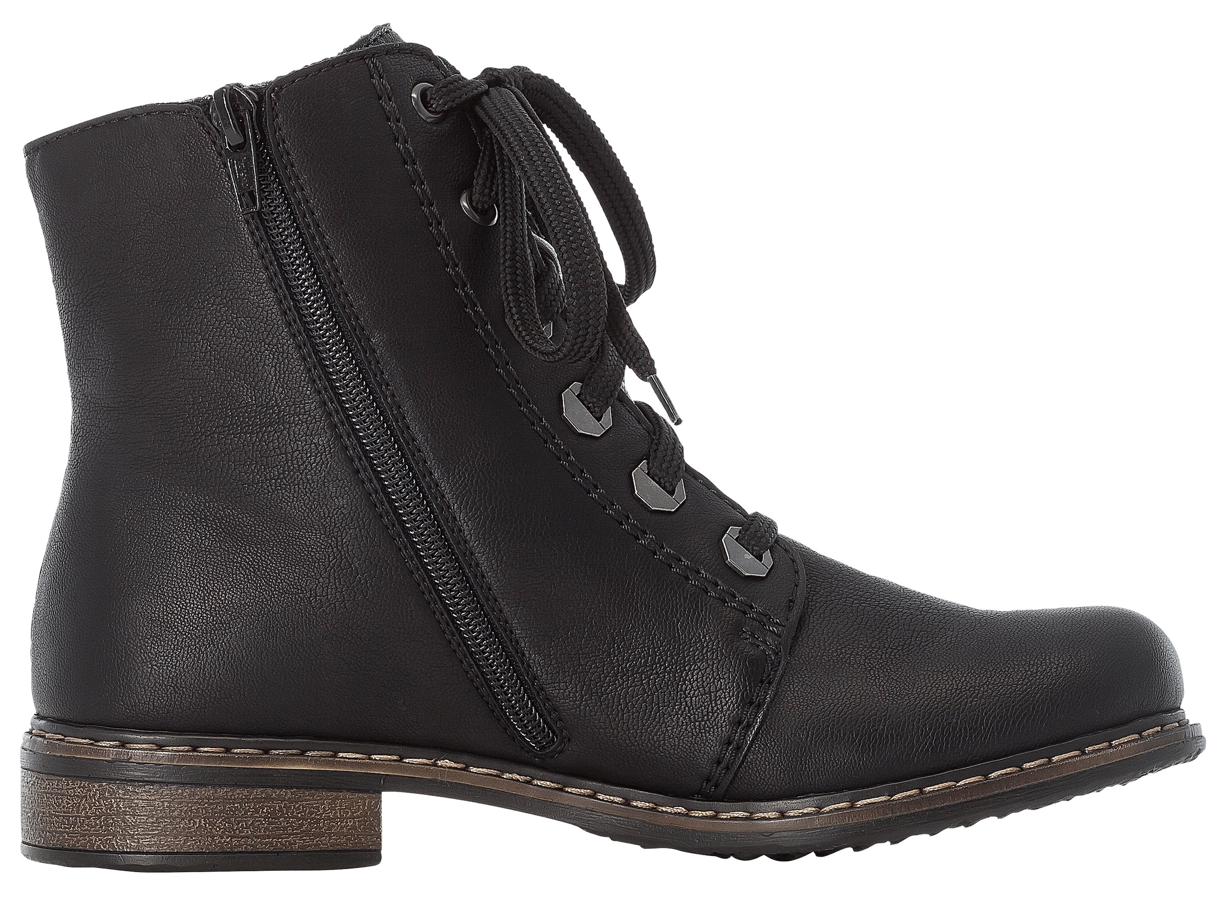Rieker Schnürboots, Schnürstiefelette, Blockabsatz, mit Zierreissverschluss aussen