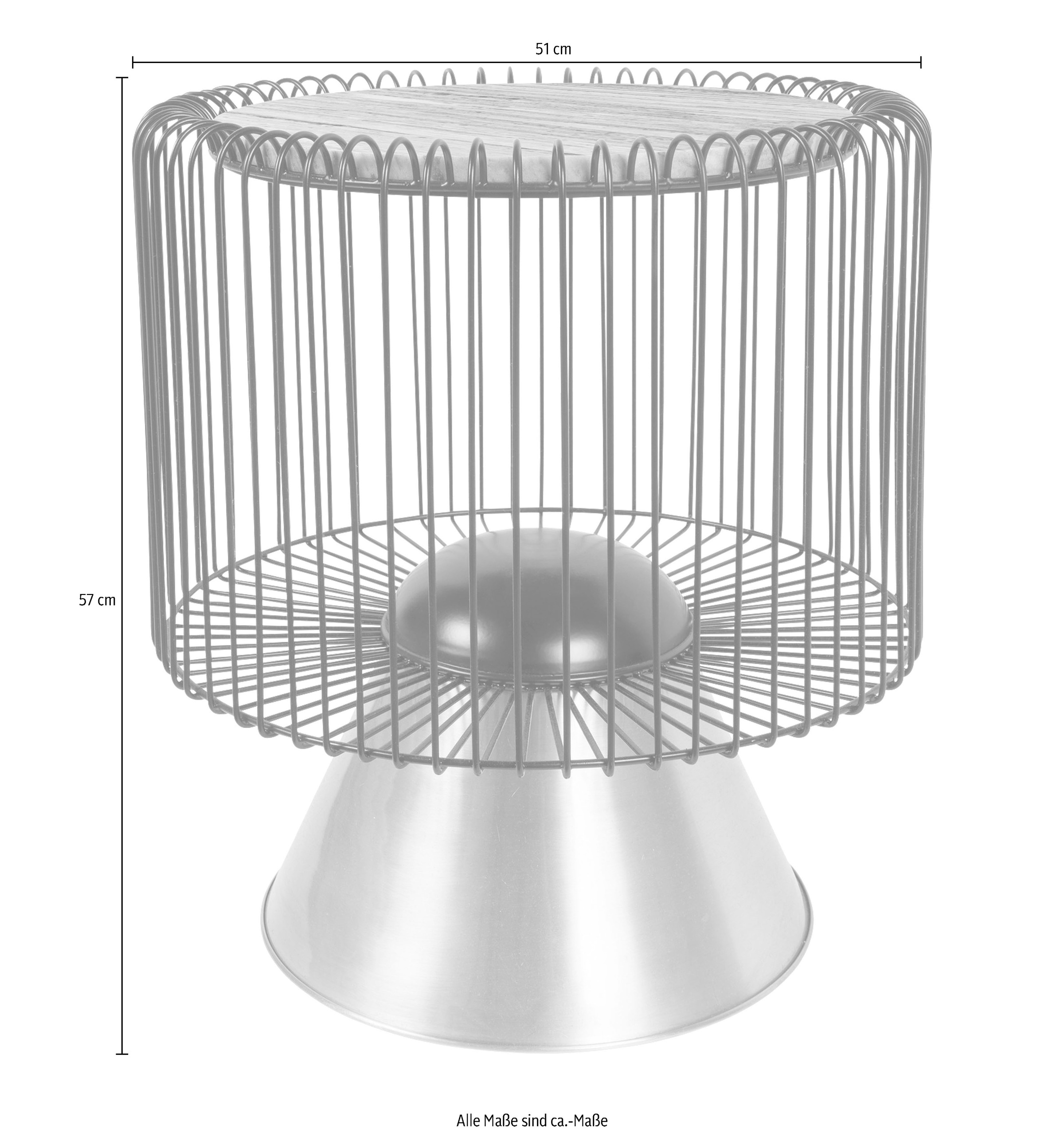 Kayoom Beistelltisch »Malibu 125, Runde Platte aus original Marmor, pflegeleicht«, (1 St.), ø-Marmorplatte: ca. 40 cm, angesagtes Metalldesign, pflegeleicht