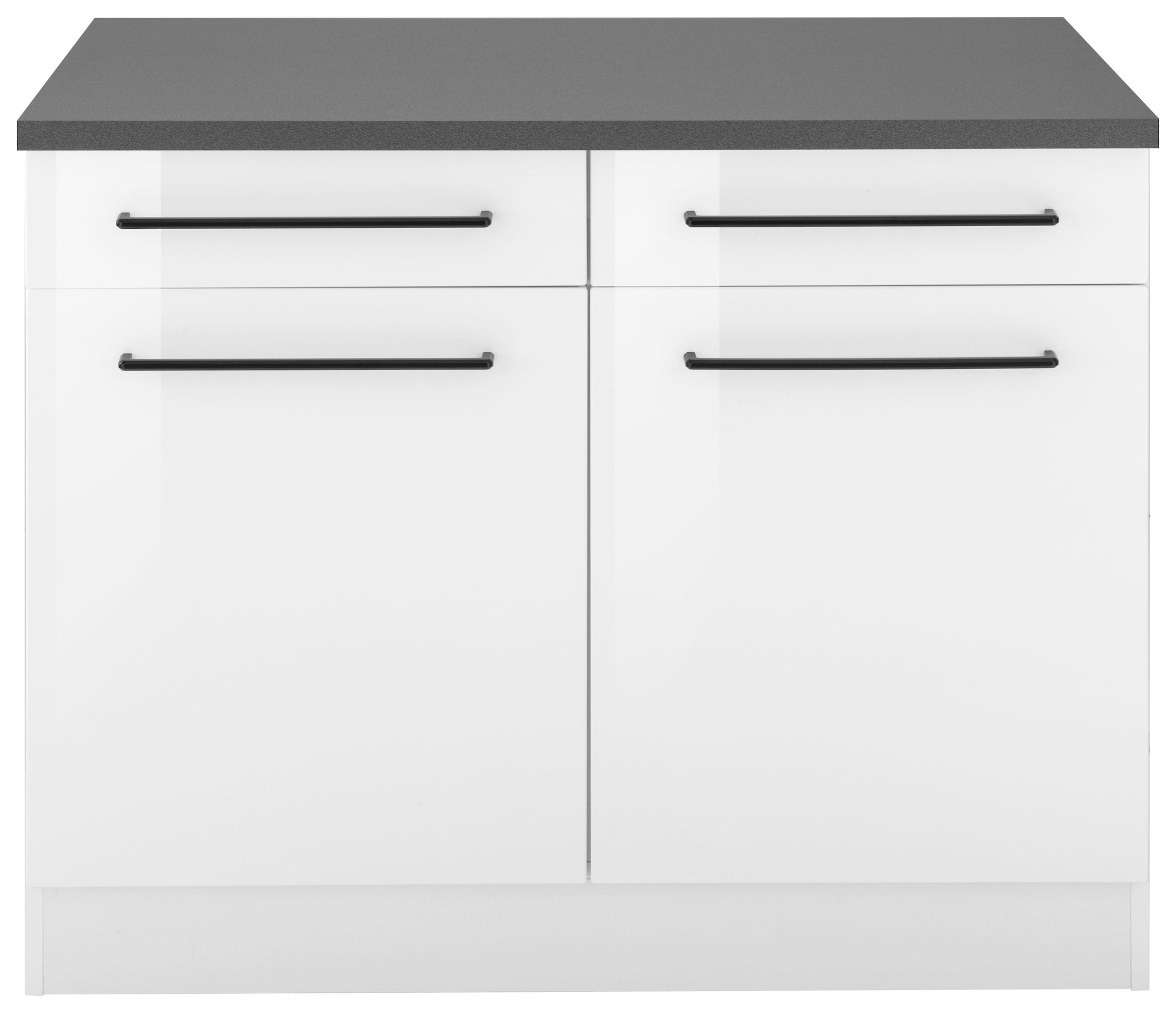 KOCHSTATION Unterschrank »KS-Tulsa«, 100 cm breit, 2 Schubkästen, 2 Türen, schwarzer Metallgriff, MDF Front