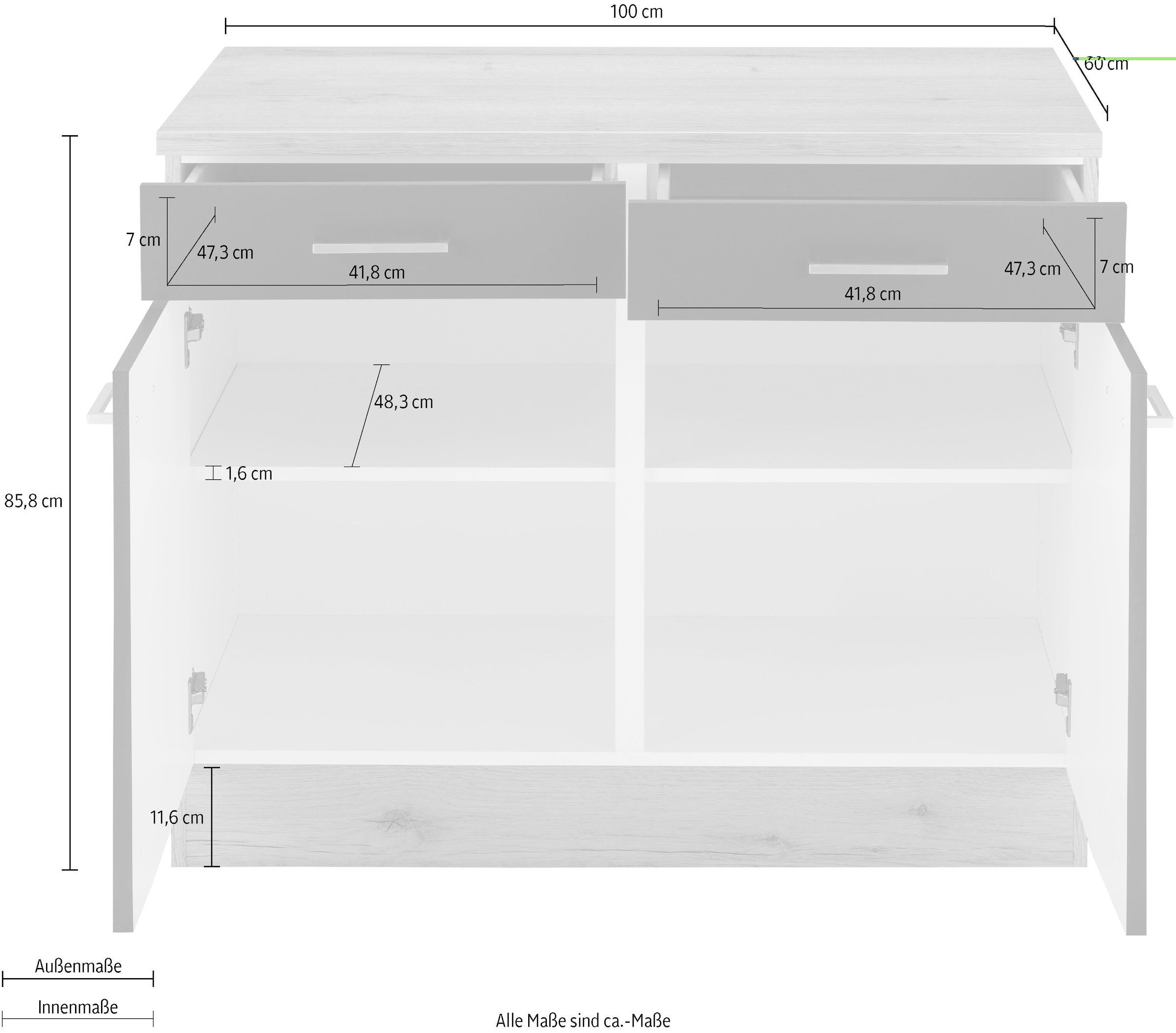 ❤ OPTIFIT Unterschrank »Iver«, Breite 100 cm, 2 Türen und 2 Schubkästen,  mit 38 mm Arbeitsplatte entdecken im Jelmoli-Online Shop