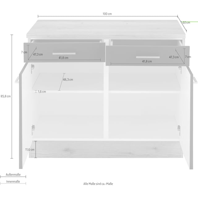 ❤ OPTIFIT Unterschrank »Iver«, Breite 100 cm, 2 Türen und 2 Schubkästen,  mit 38 mm Arbeitsplatte entdecken im Jelmoli-Online Shop