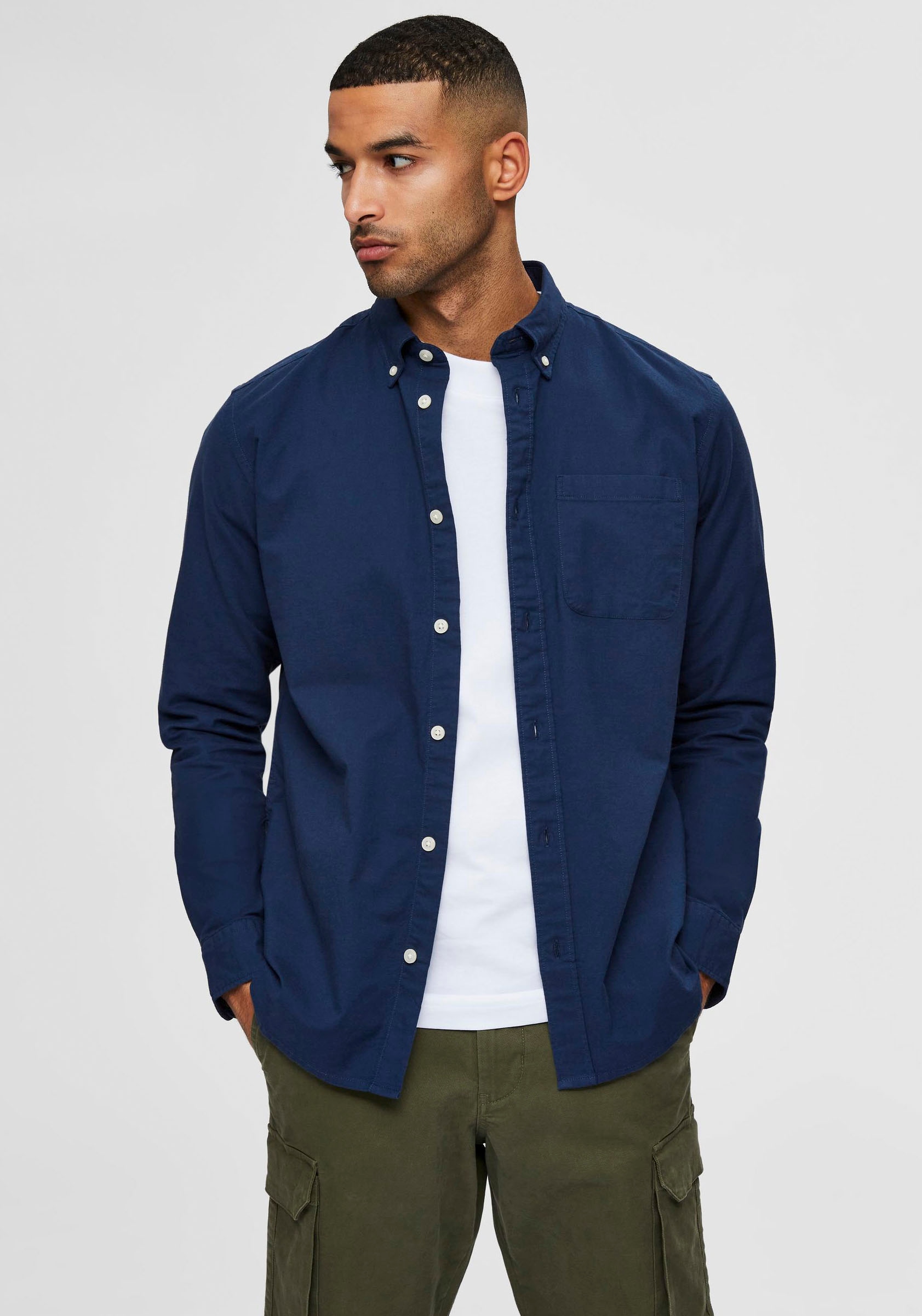 SELECTED Langarmhemd »SLHREGRICK-OX SHIRT LS NOOS« Baumwolle, regular fit