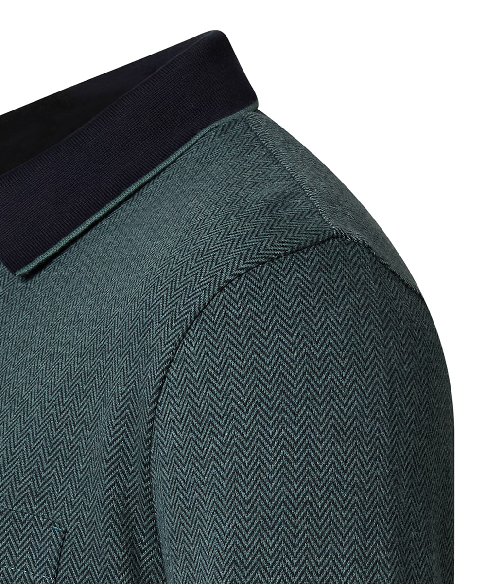 Pierre Cardin Langarm-Poloshirt, mit Fischgratmuster