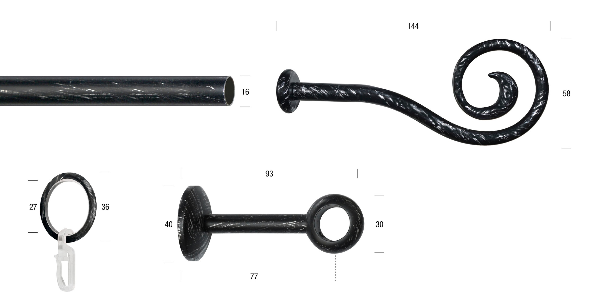 GARESA Gardinenstange »ESPERANCA«, 1 läufig-läufig, Wunschmasslänge, rustikale Vorhanggarnitur, verlängerbar, Eisen, Endk. Spirale