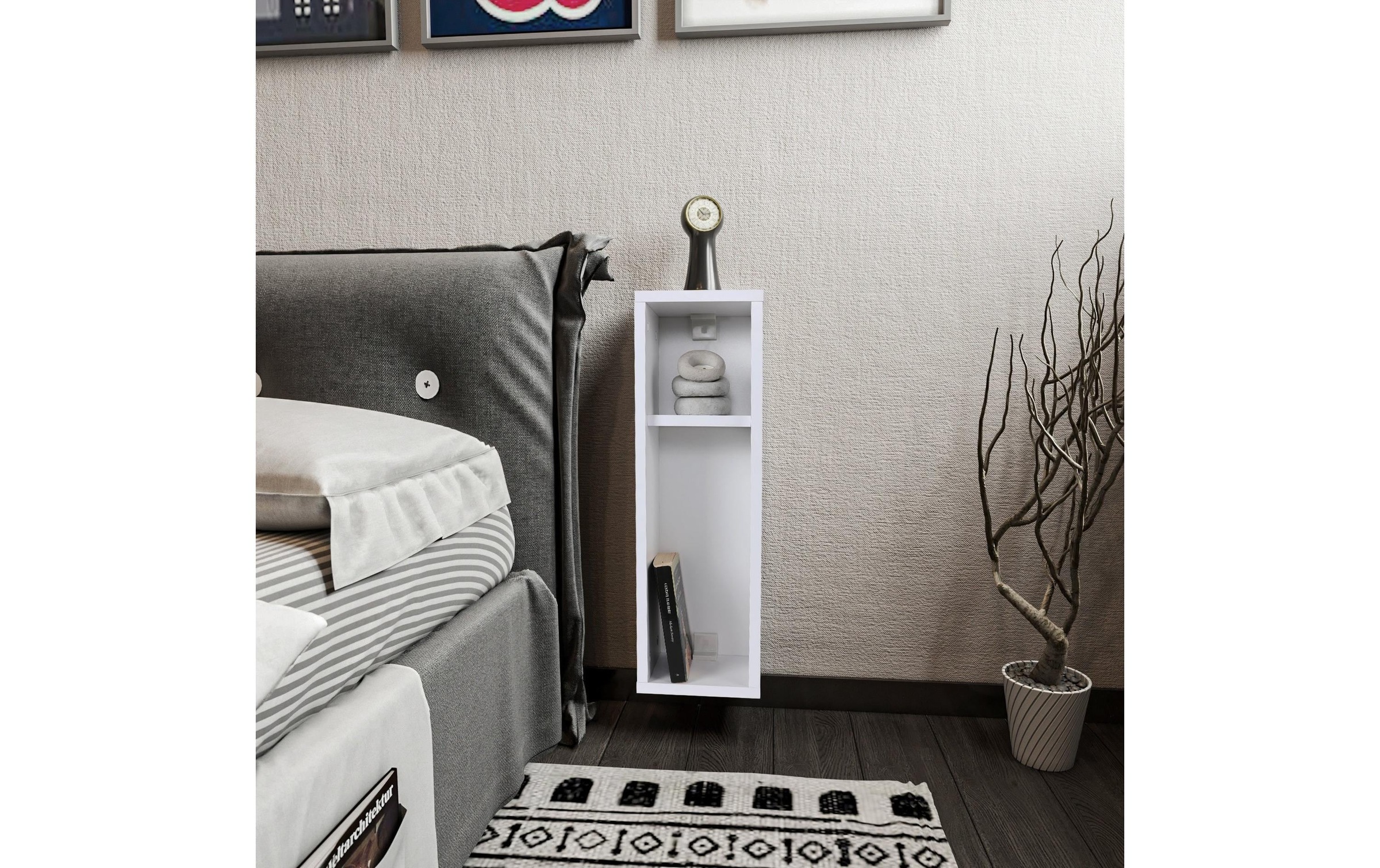 WOODY FASHION Nachttisch »Turra 20 x 65 x 15 cm, Weiss«