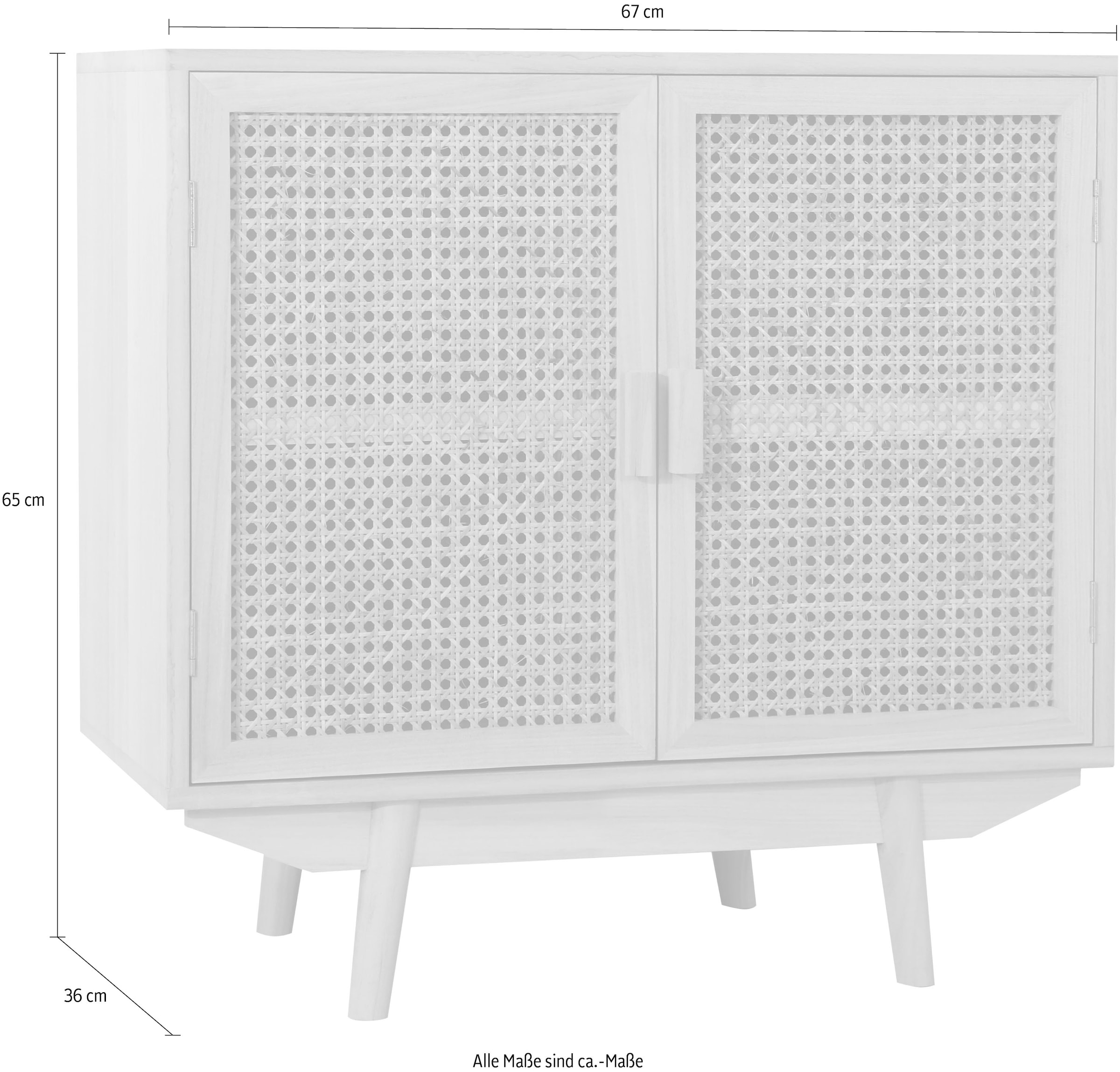 SalesFever Kommode, Türfronten aus Rattangeflecht, Wiener Geflecht