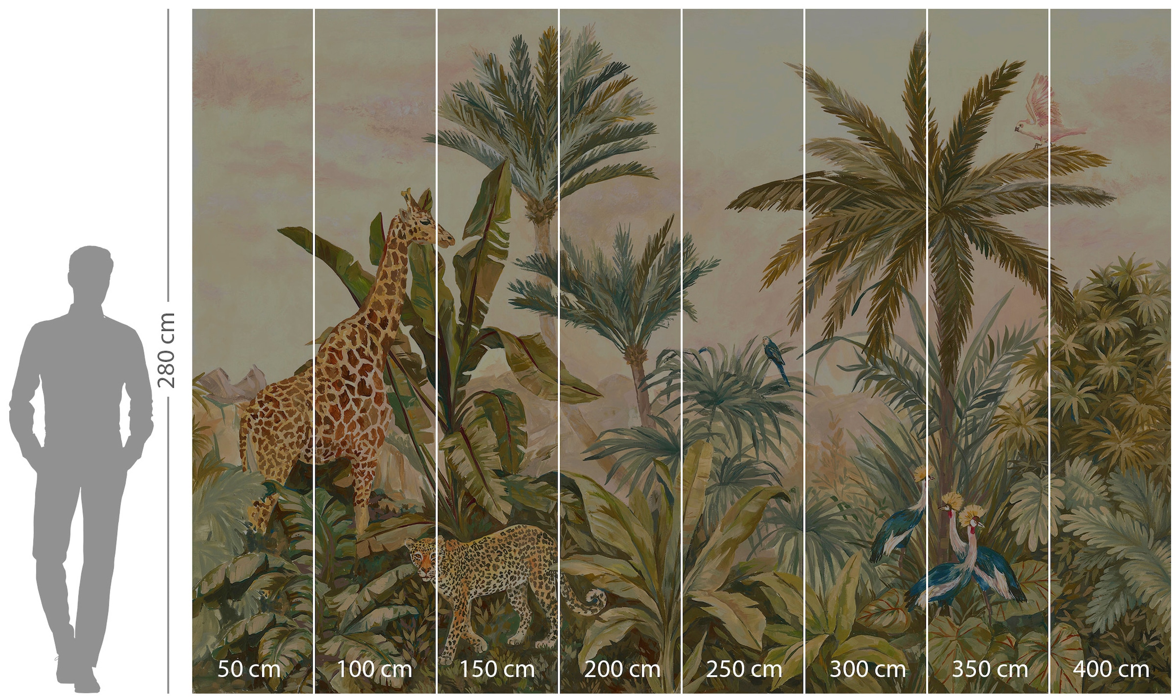 Komar Vliestapete »Digitaldruck Vlies - Tropical Vintage Garden - Grösse 400 x 280 cm«, bedruckt, Kinderzimmer