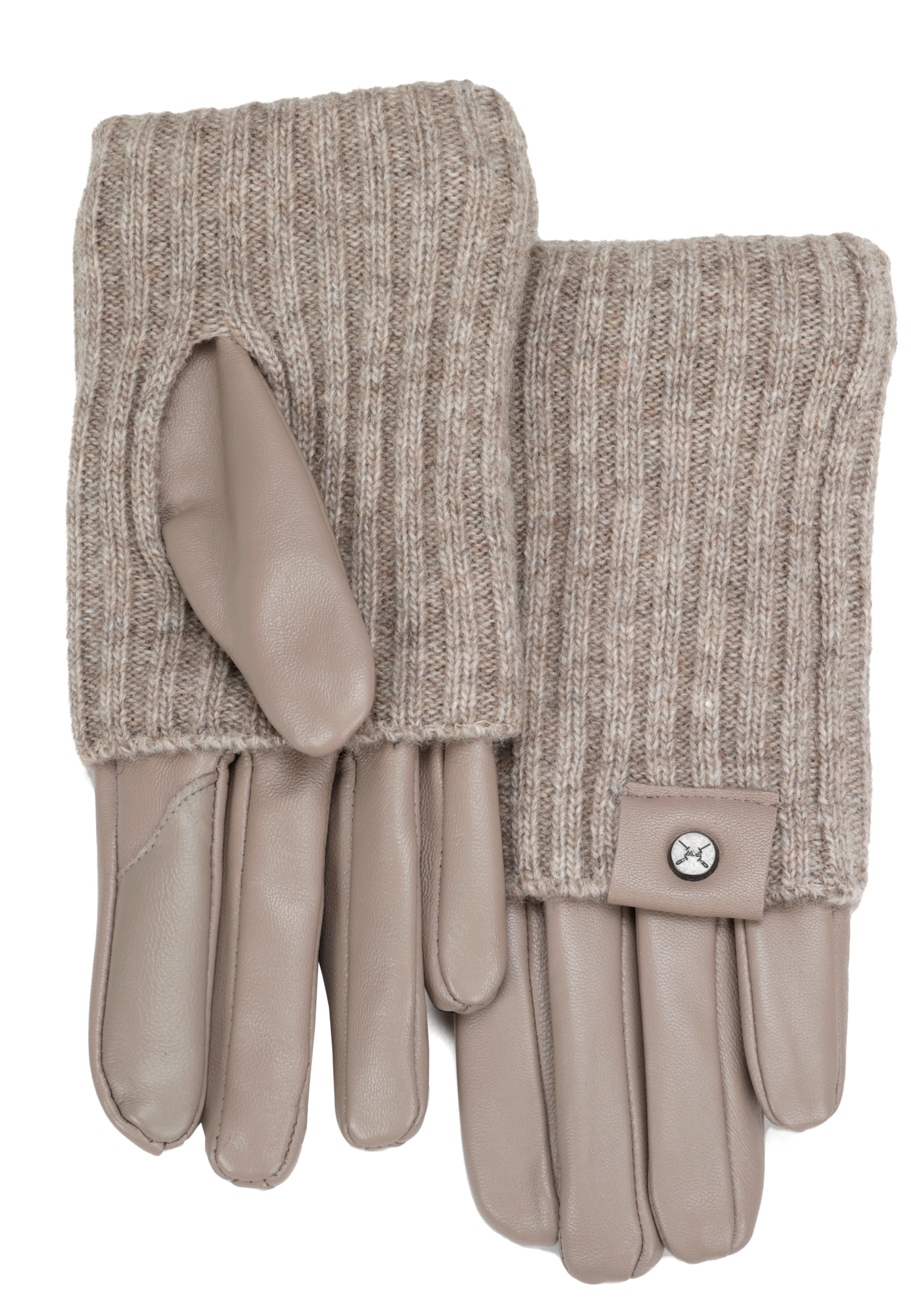 PEARLWOOD Lederhandschuhe »ROMY«, (1 Paar), Fleecefutter, als Lang-oder Kurzhandschuh zu tragen, Strickbündchen