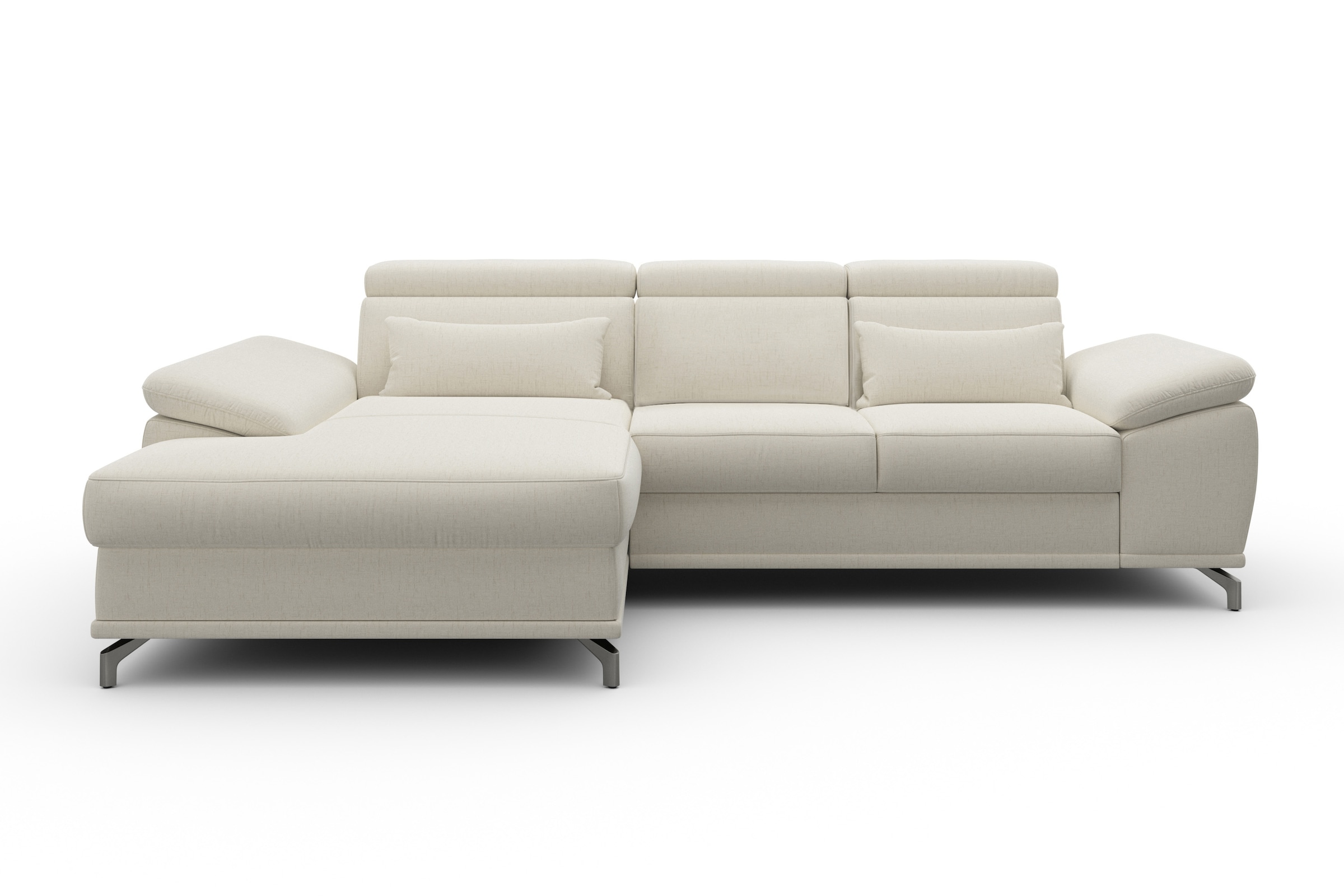 sit&more Ecksofa »Cabrio L-Form, mit Sitztiefenverstellung, Arm- und Kopfteilverstellung«, 2 Nierenkissen, Federkern, optional Bettfunktion und Stauraum