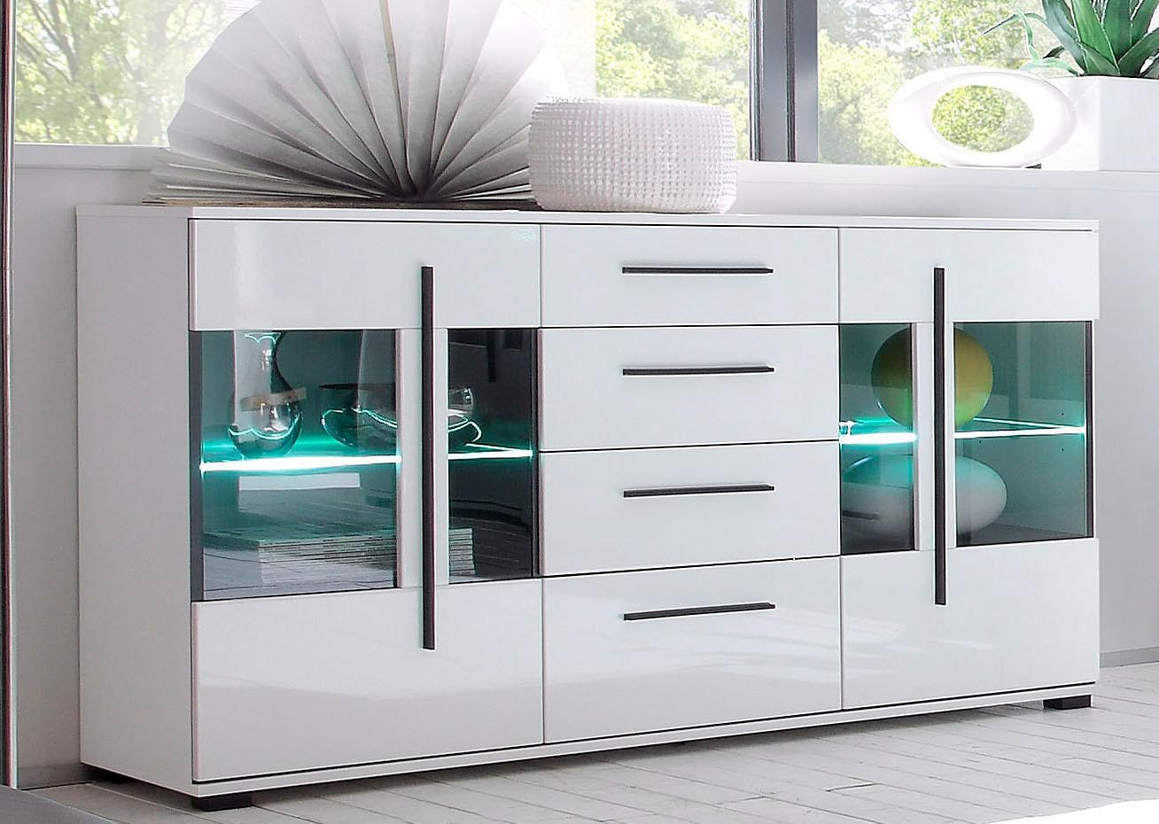 INOSIGN Sideboard »Cantara, moderner Schrank, Kommode in Eiche Evoke oder weiss«, schwarze Stangengriffe, ausreichend Stauraum, vielseitig einsetzbar