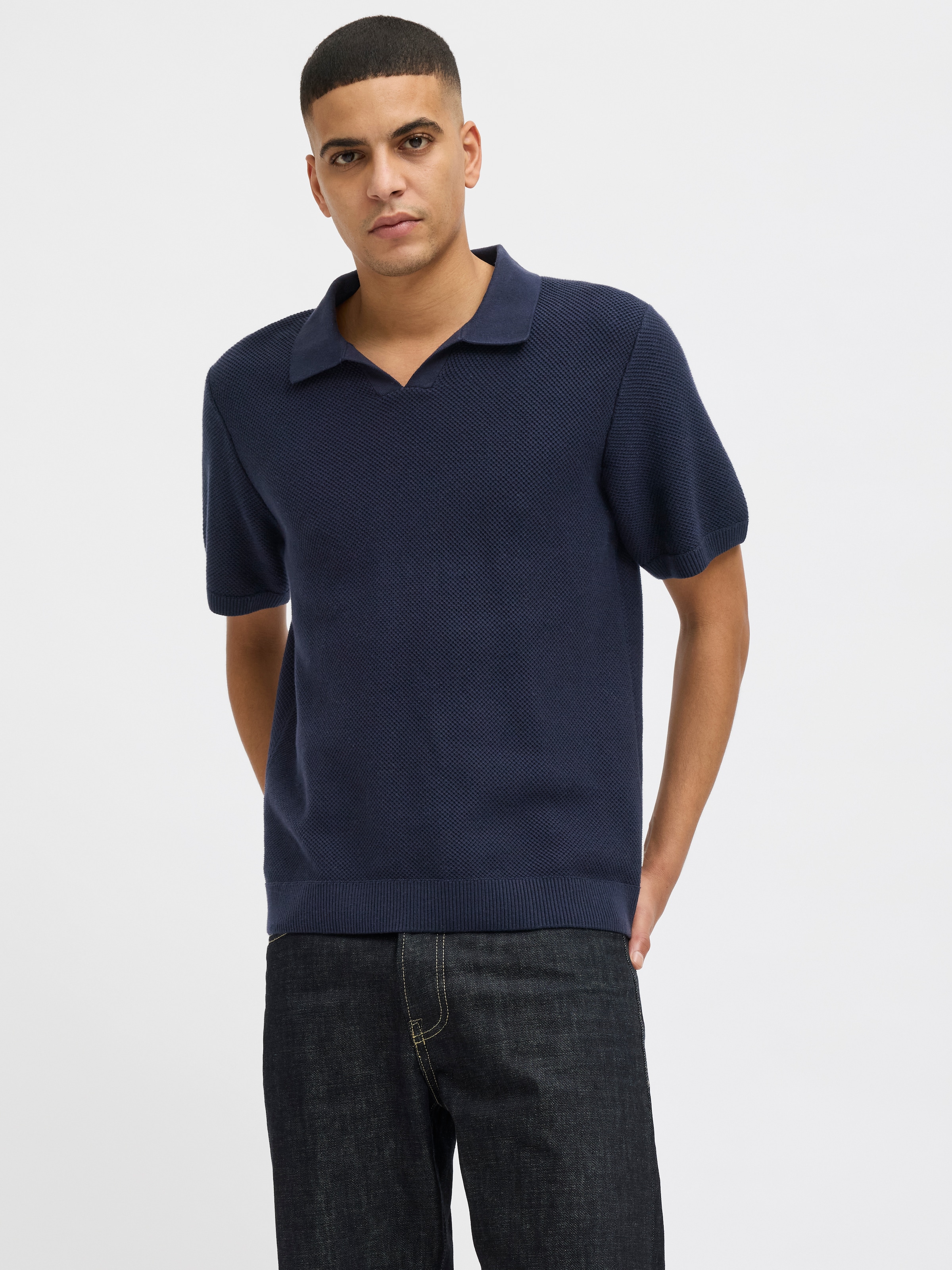 Jack & Jones Rundhalspullover »JPRCCEASTON KNIT SPLIT NECK SS SN«