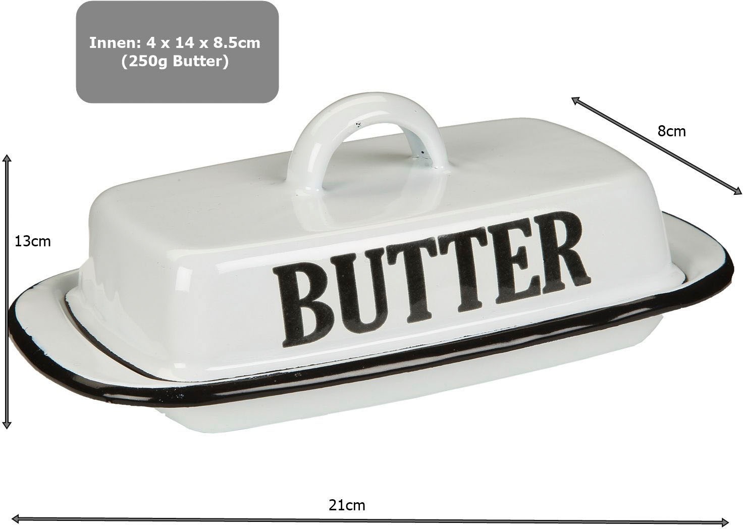 Ambiente Haus Dose »Butterdose aus Emaille in Antikweiss«, (1 St.)