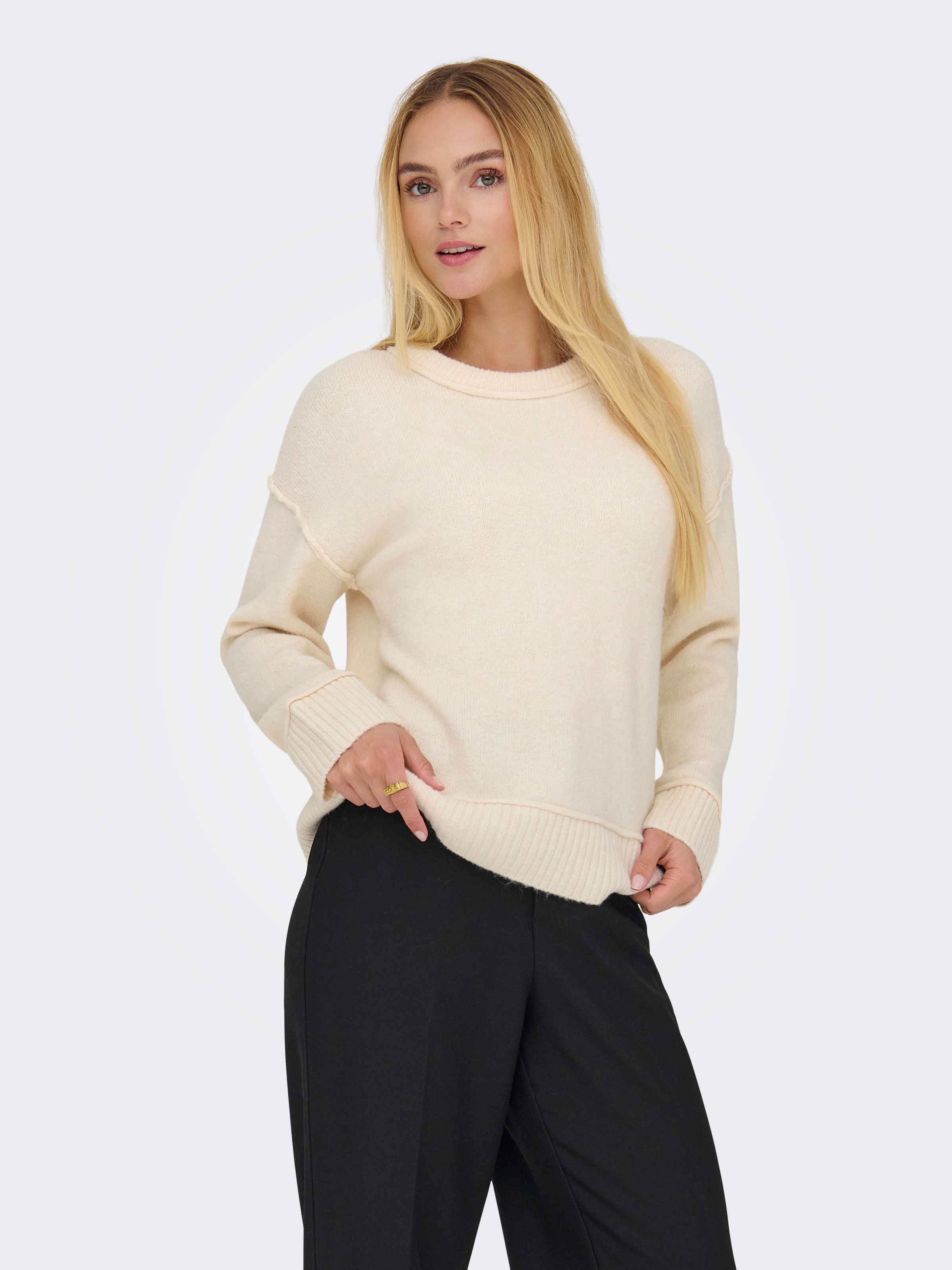 ONLY Strickpullover »ONLHAZEL LS DETAIL O-NECK BF KNT«