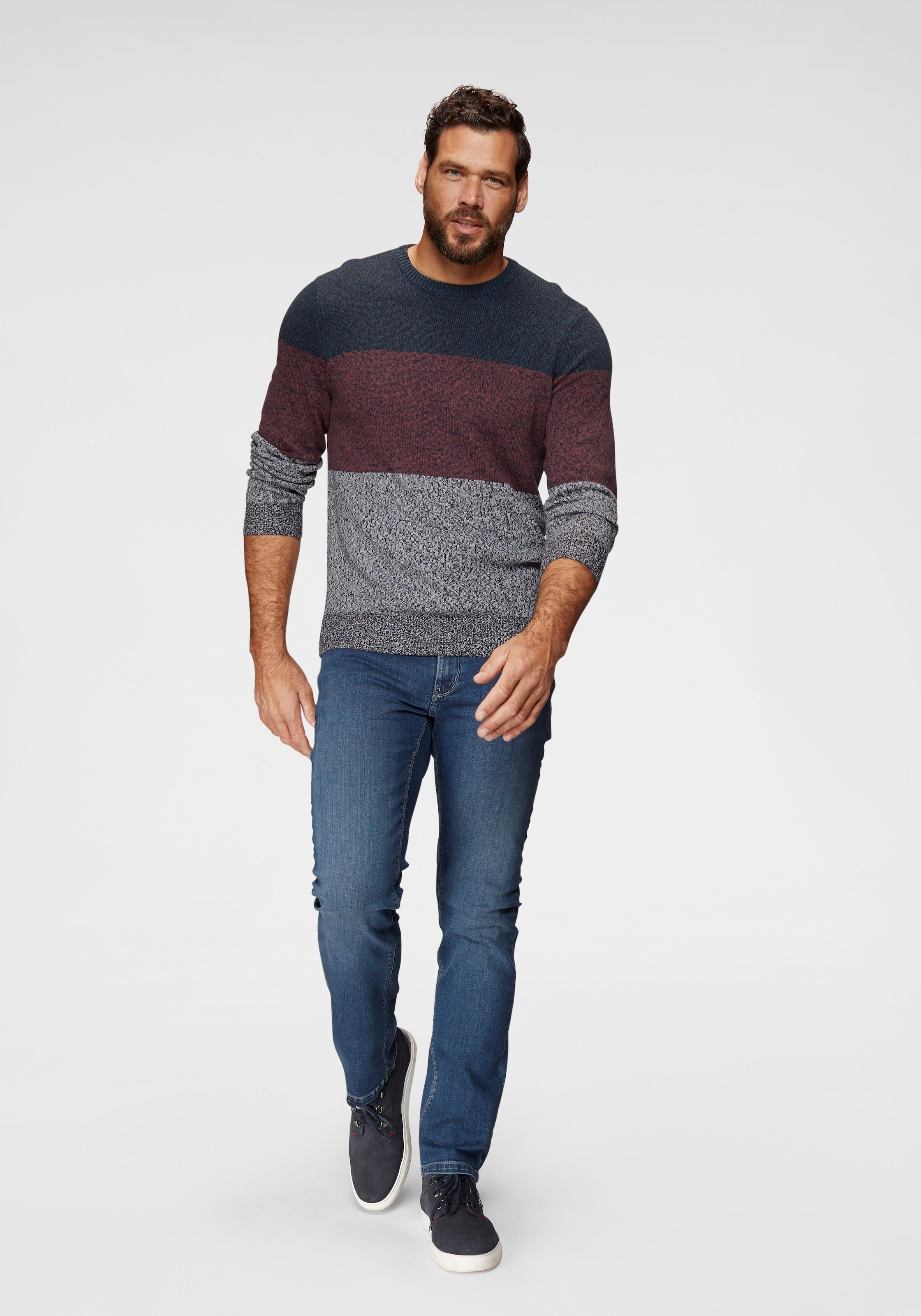 Man's World Rundhalspullover »Bis Grösse 5 XL«, mehrfarbig