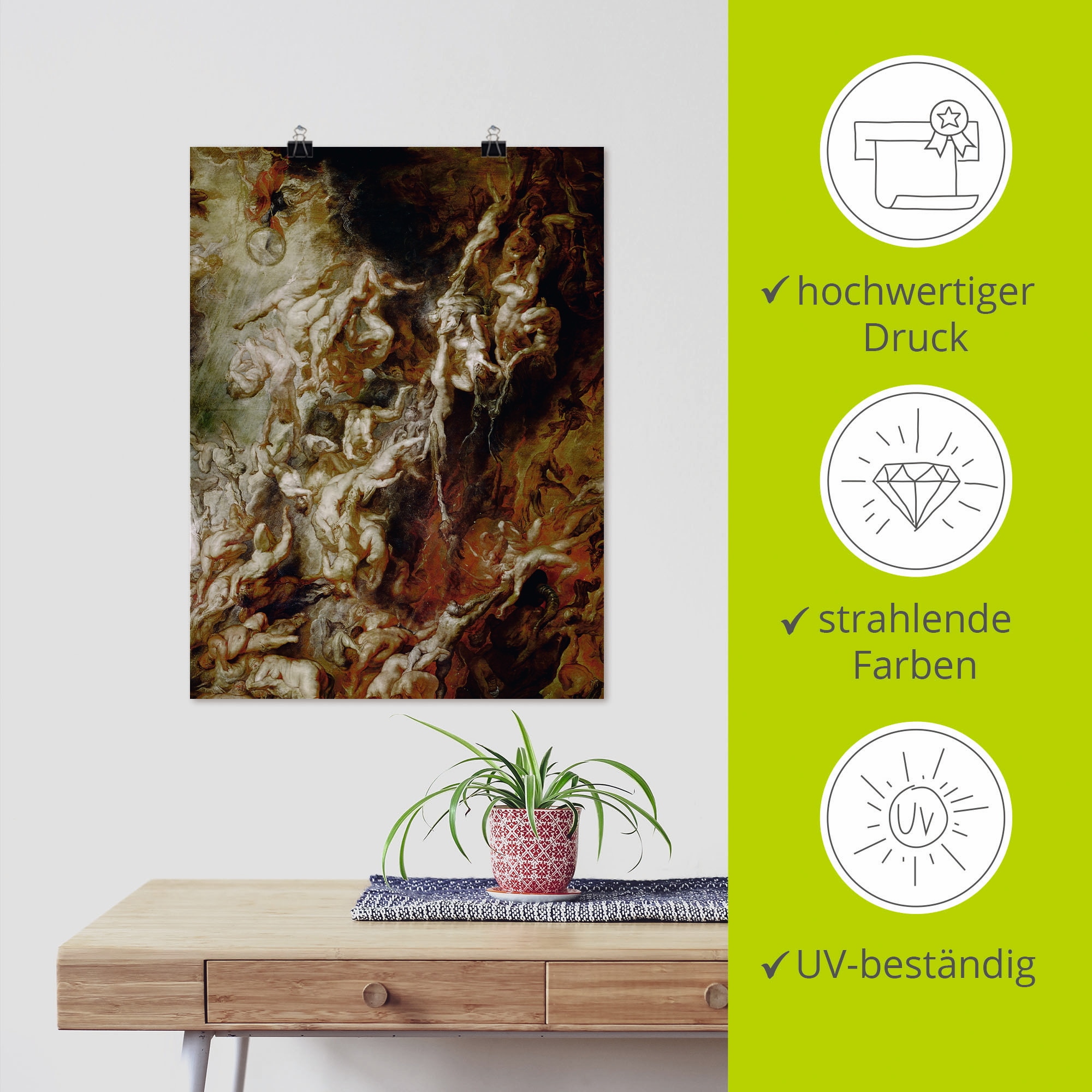 Artland Kunstdruck »Höllensturz der Verdammten I«, klassische Fantasie, (1 St.), als Leinwandbild, Poster, Wandaufkleber in verschied. Grössen