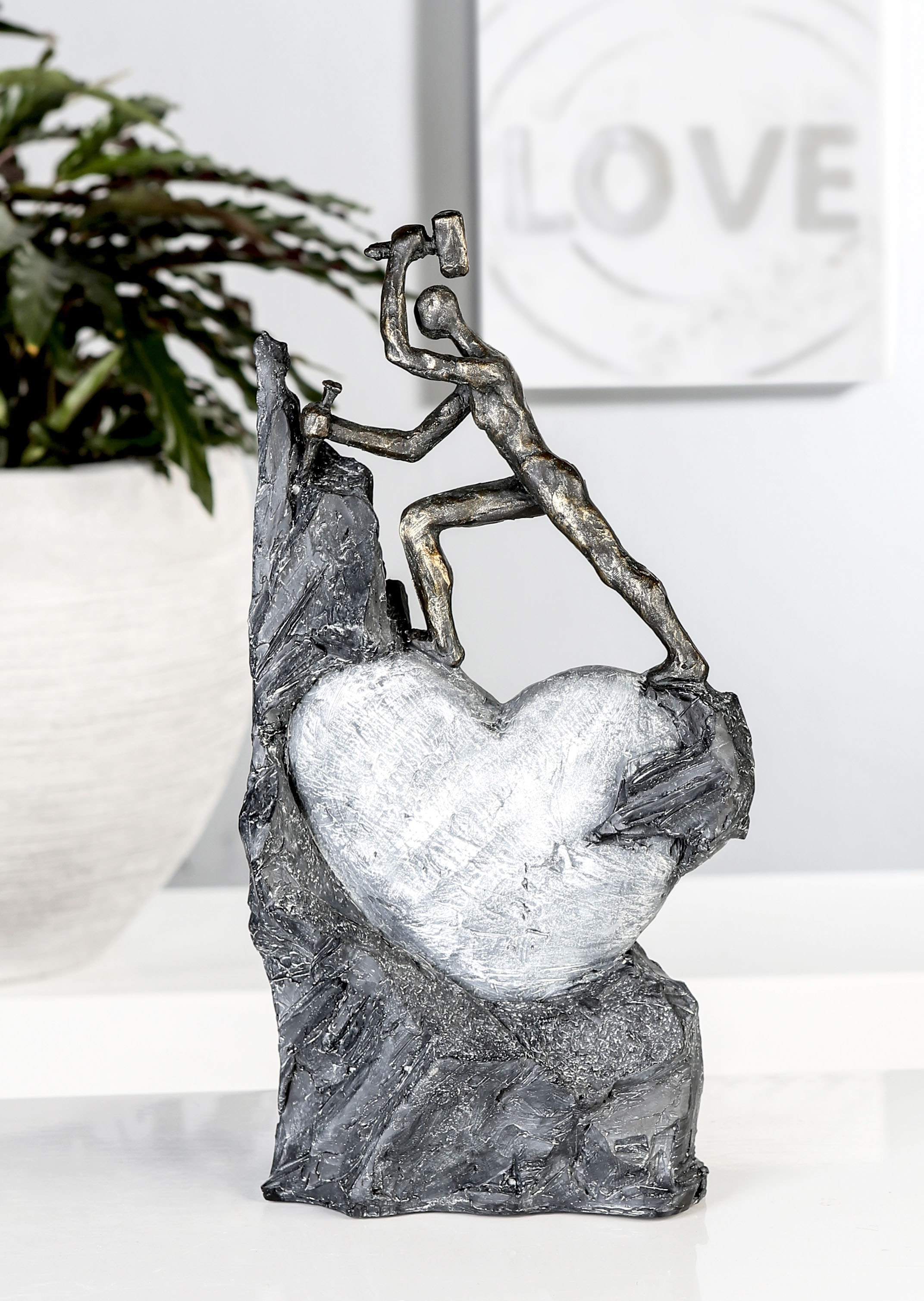 Dekoobjekt, by Motiv Herz, Dekofigur Heart, »Skulptur Gilde 37 kaufen Casablanca Spruchanhänger, cm, mit bronzefarben/grau«, Jelmoli-Versand Höhe Wohnzimmer | online