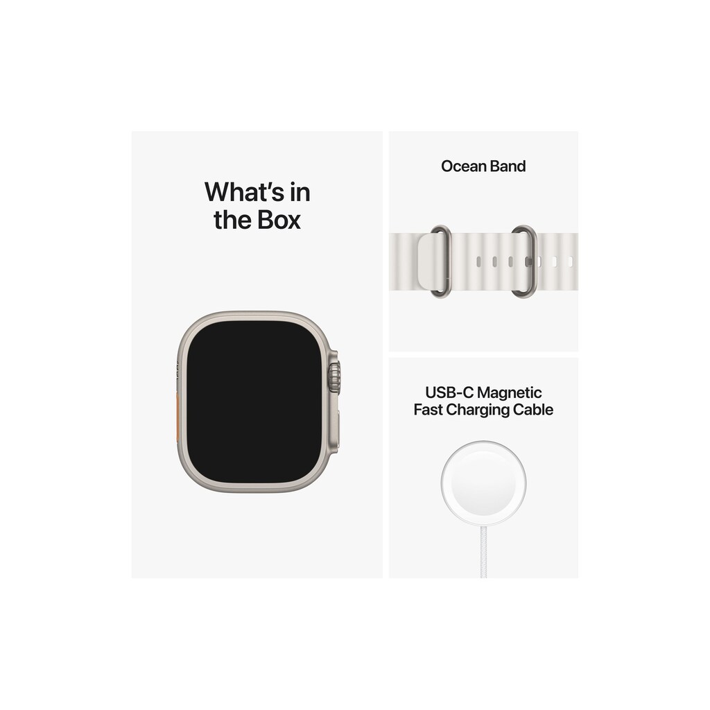 Apple Watch Ultra GPS + Cellular, 49 mm Titangehäuse, Ocean Armband Weiss