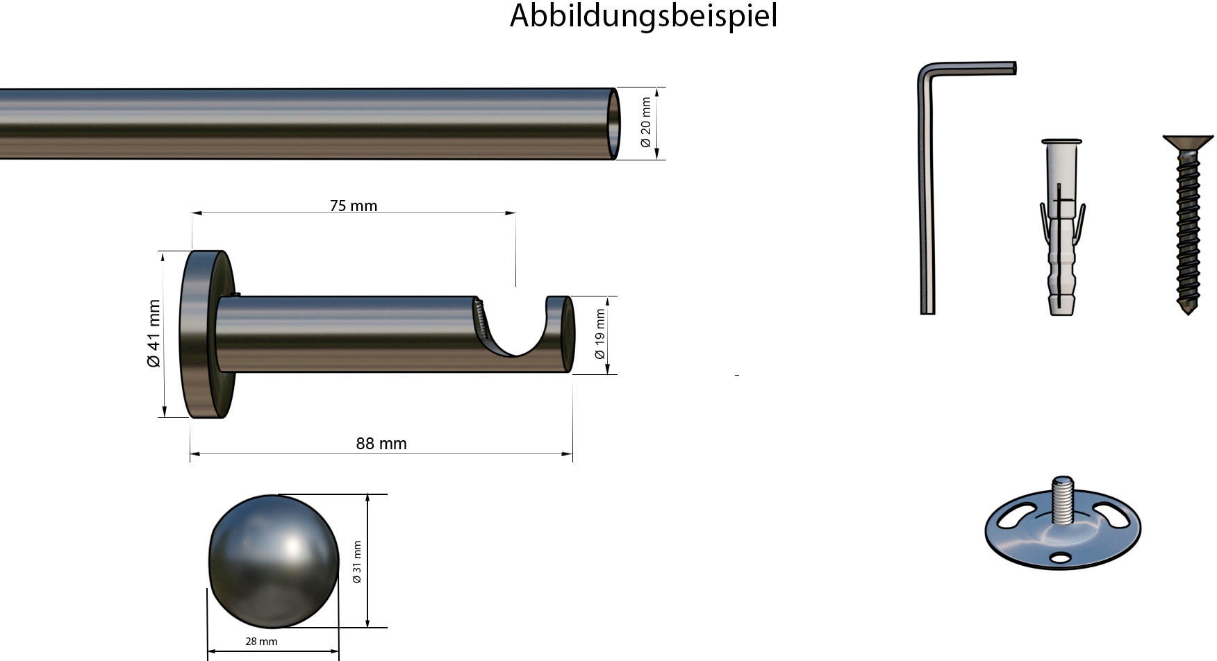 indeko Gardinenstange »Colombes«, 1 läufig-läufig, Wunschmasslänge, Komplett-Set inkl. Montagematerial